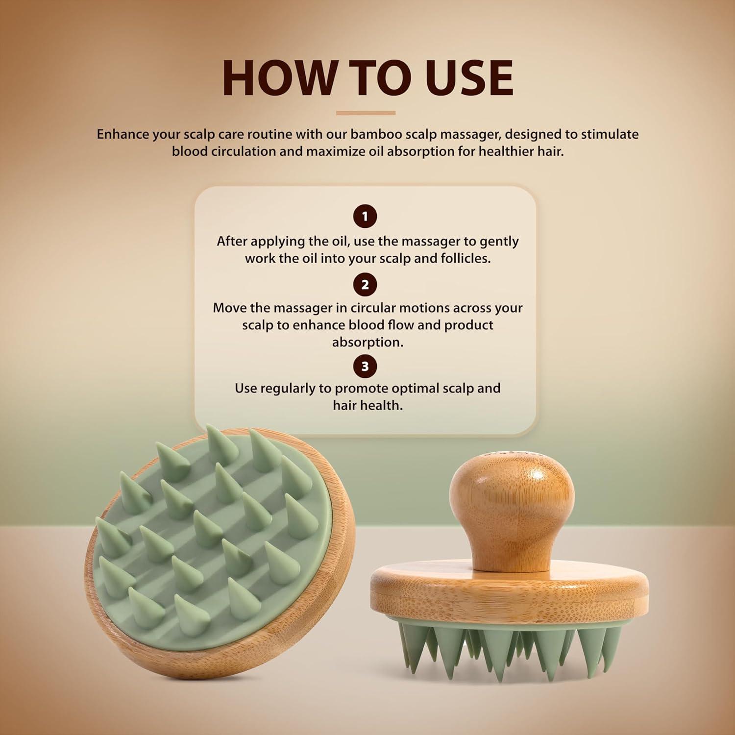 Dúo Cepillo y Masajeador Cuero Cabelludo Bambú Lia Organics