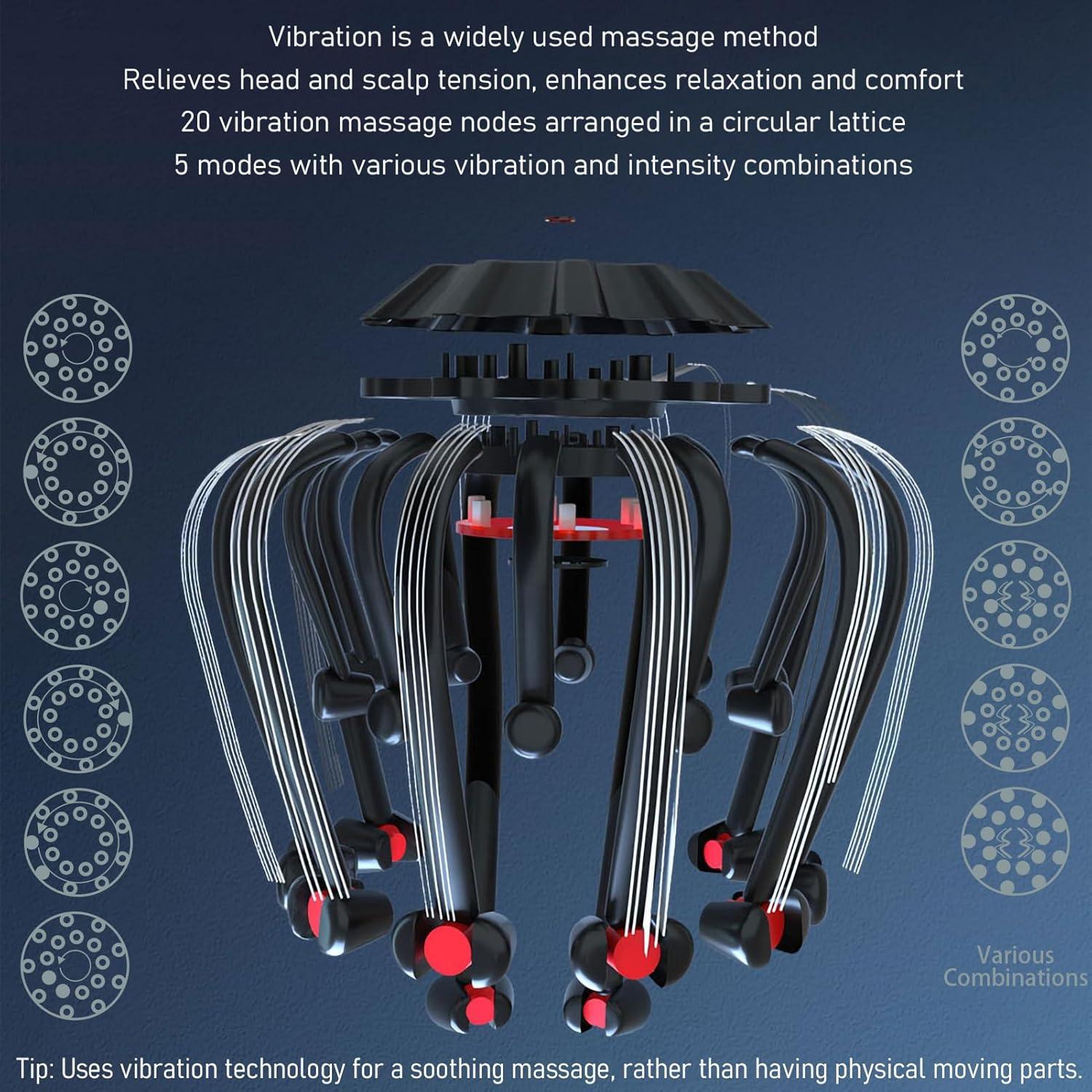 Masajeador Eléctrico de Cabeza JIEJUNJIE 20 Garras Bluetooth