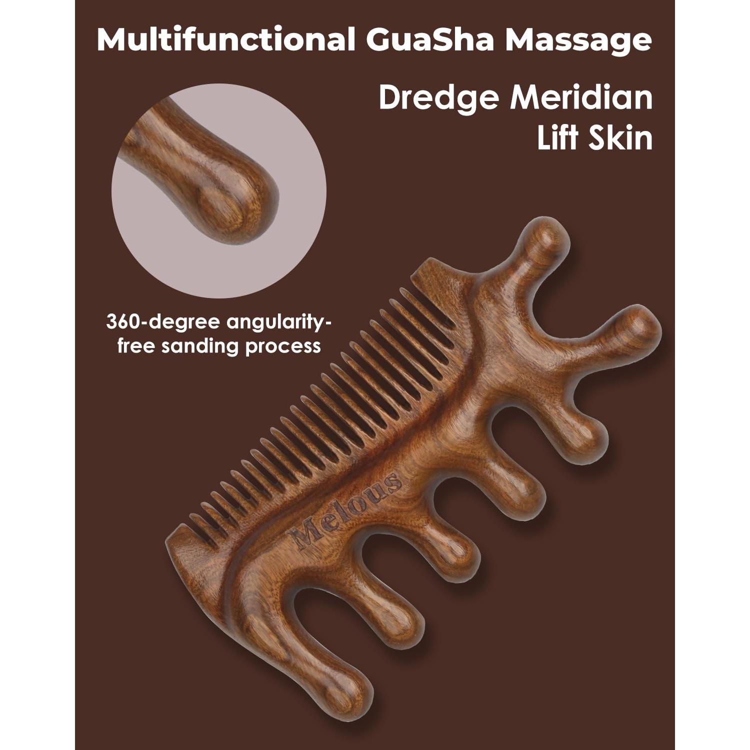 Masajeador Gua Sha Melous 4 en 1 para Cabello y Cuerpo