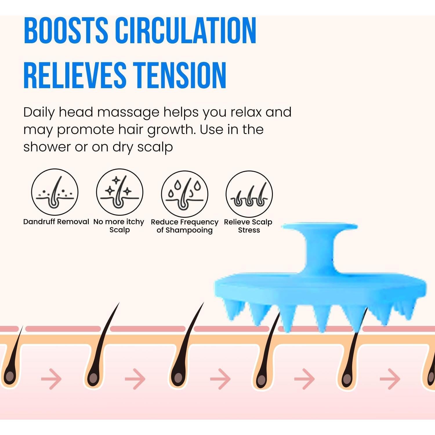 Exfoliador de Cuero Cabelludo Silicona Silkle Azul 7.1cm