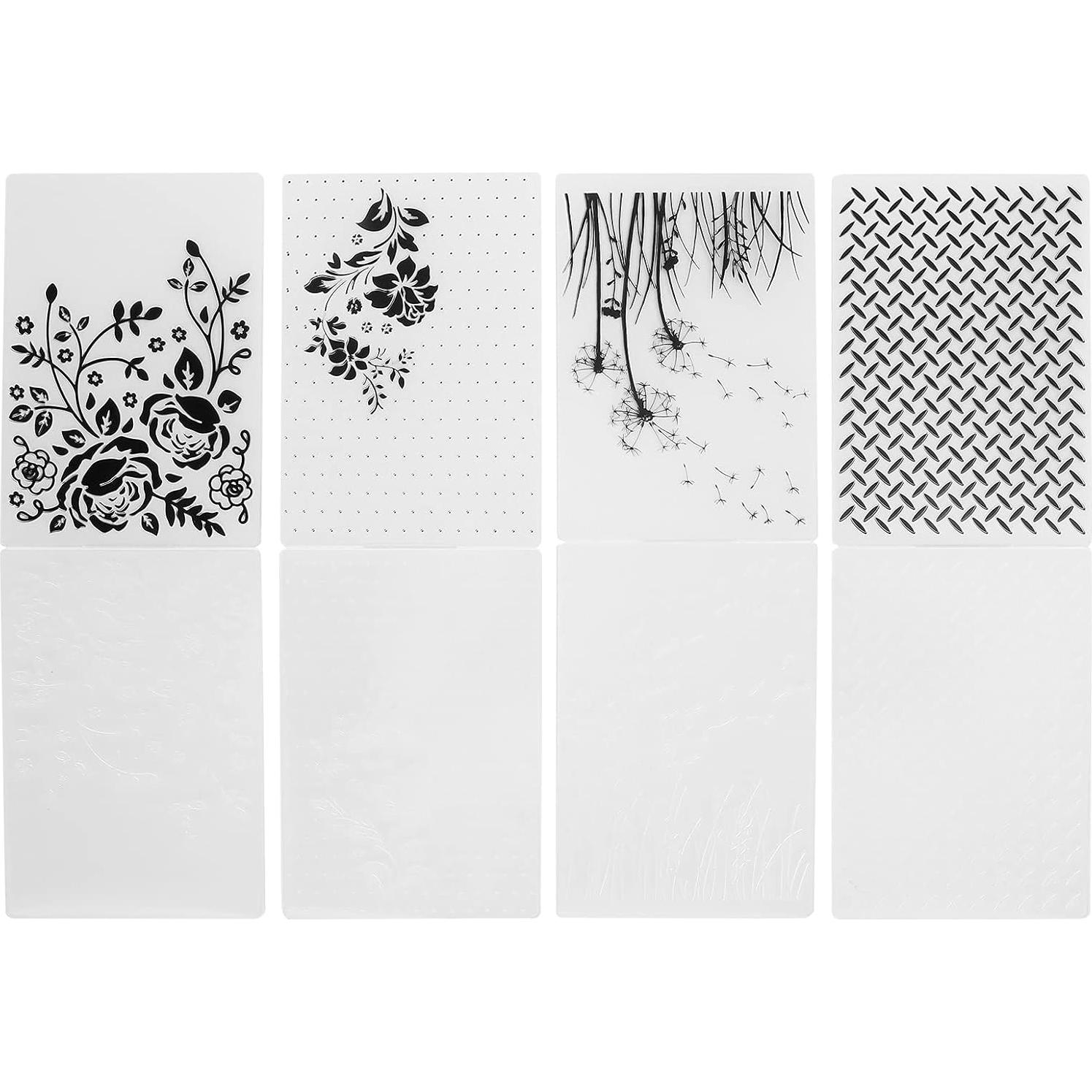 Embossing Folder, 4Pcs Plastic Embossed Template Embossing Folders Stencil Decorating for DIY Scrapbooking Card Making Photo Album Stamps Paper Craft Making Decoration