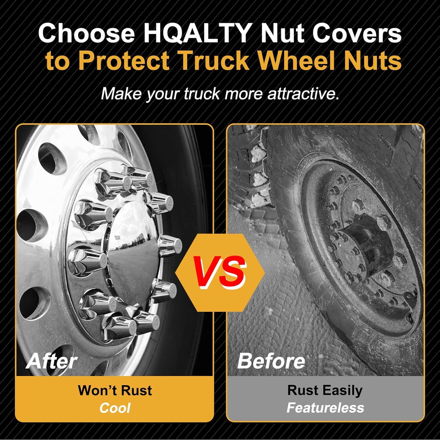 60 Piezas Cubiertas de Tuercas de Llantas HQALTY 33mm Cromadas