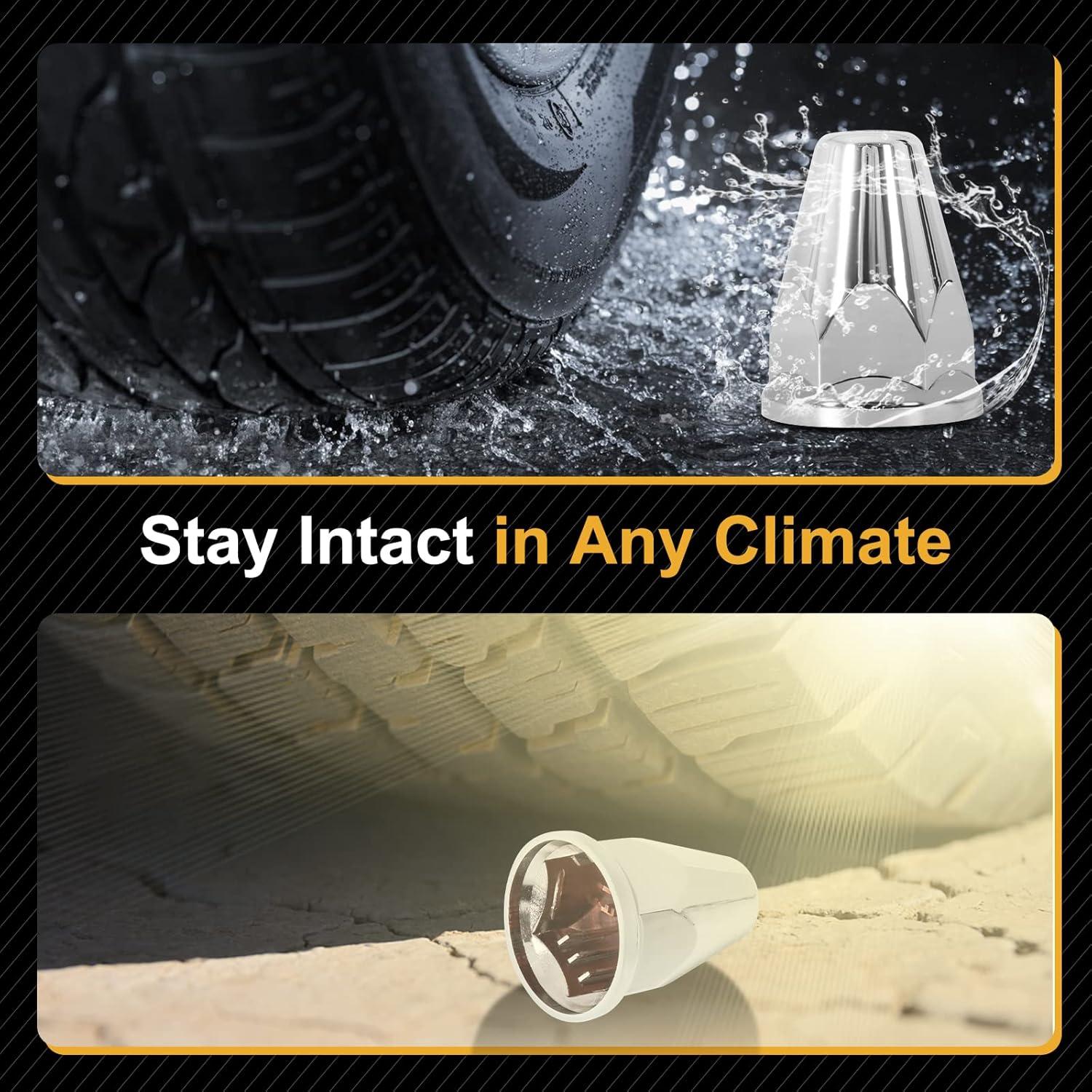 60 Piezas Cubiertas de Tuercas de Llantas HQALTY 33mm Cromadas