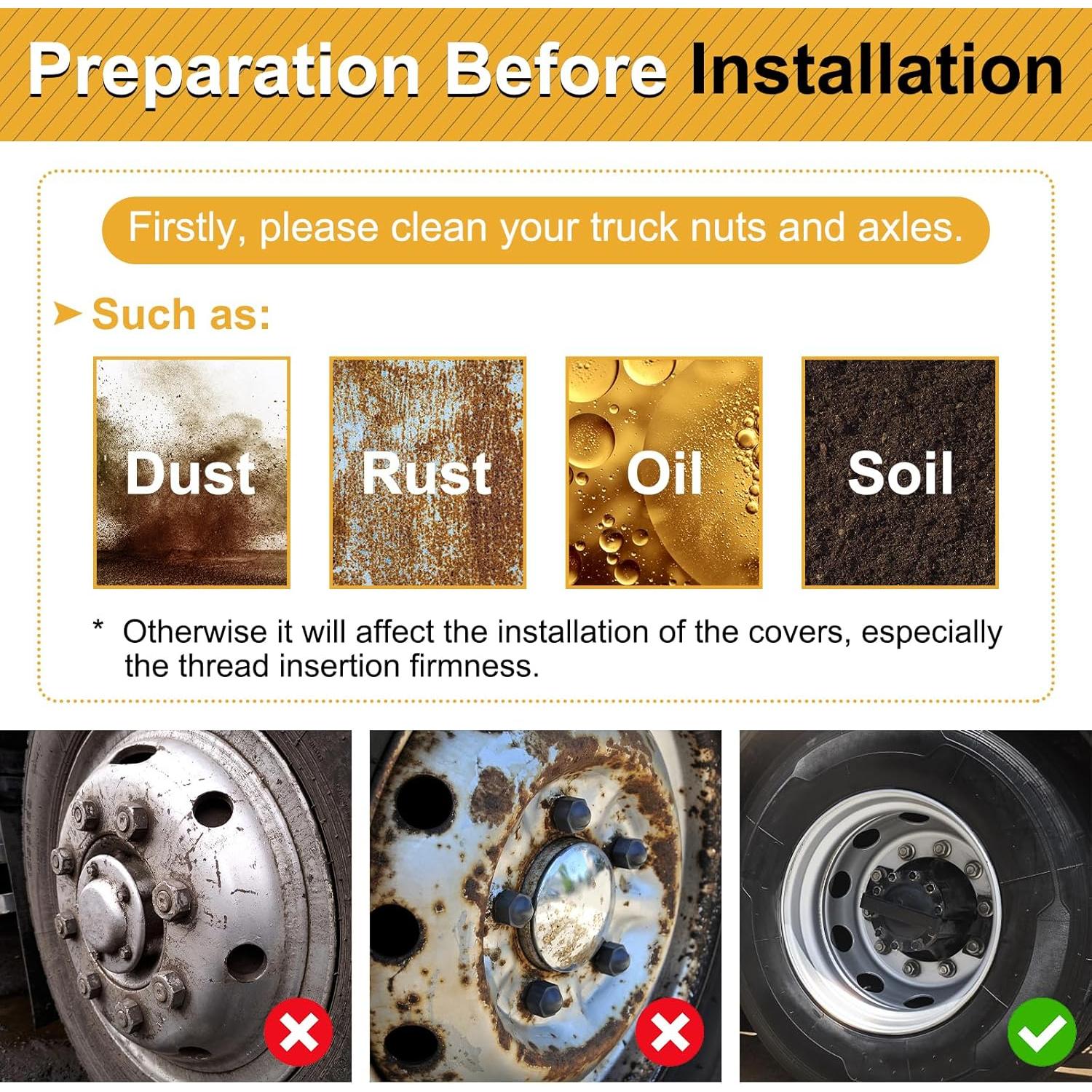 60 Piezas Cubiertas de Tuercas de Llantas HQALTY 33mm Cromadas