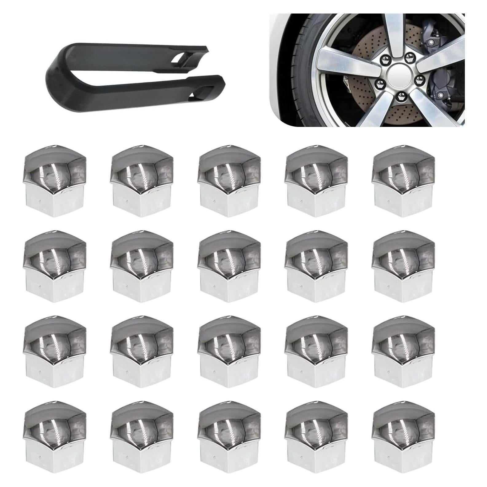 Pack 21 Tapas de Tornillo de Neumático Getfay 17mm Plata