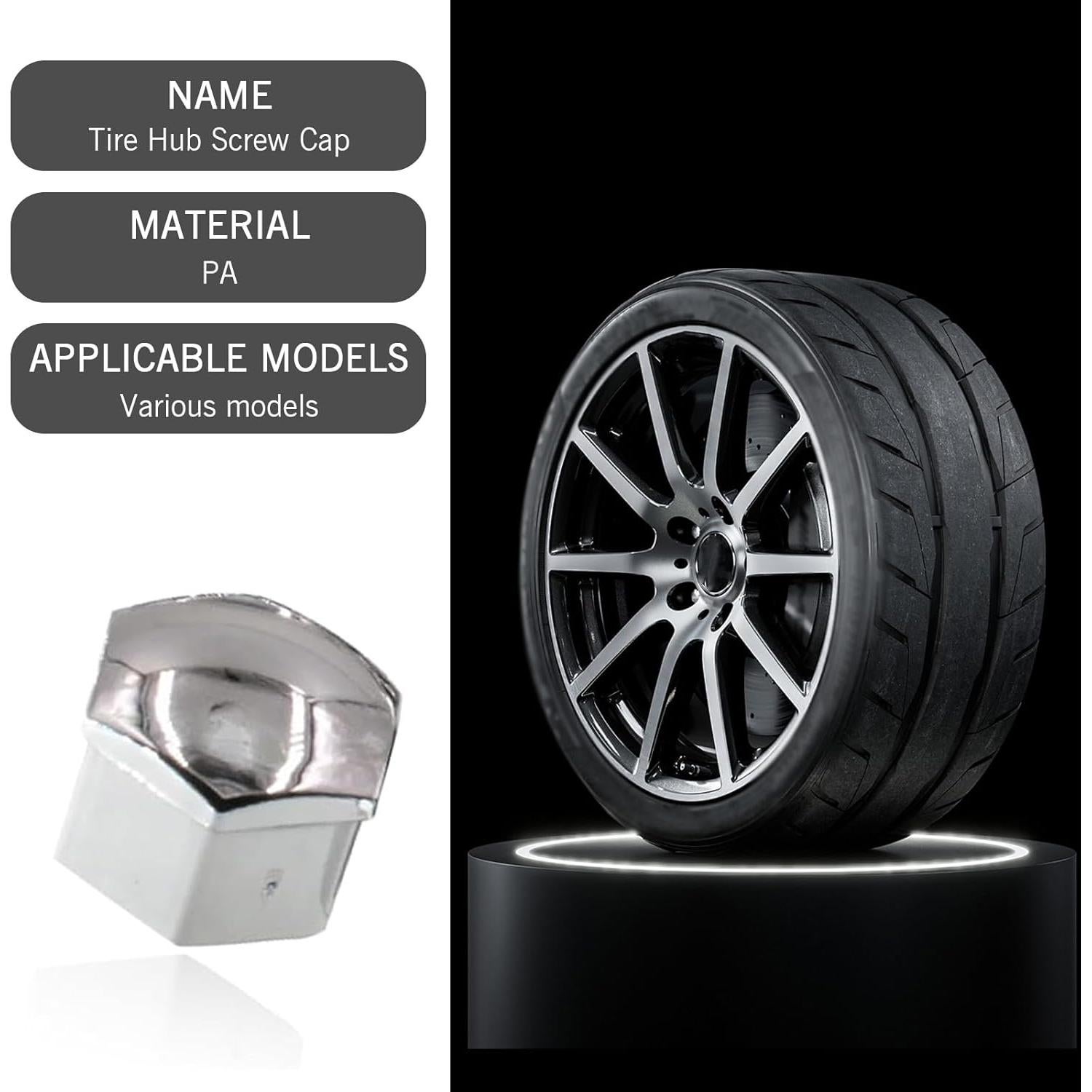 Pack 21 Tapas de Tornillo de Neumático Getfay 17mm Plata