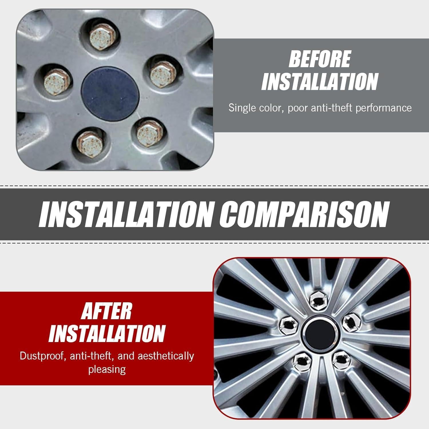 Pack 21 Tapas de Tornillo de Neumático Getfay 17mm Plata