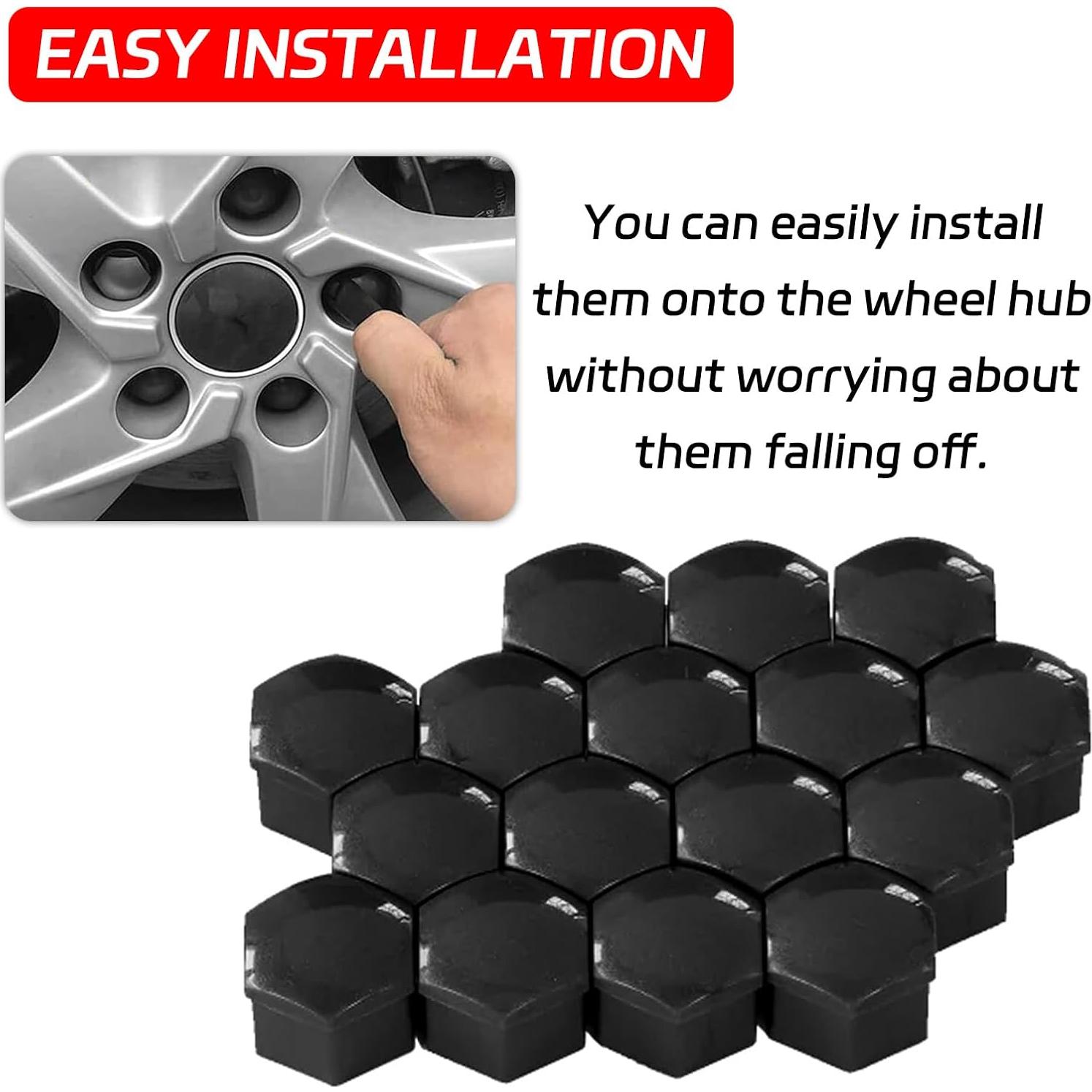 20 Cubiertas de Tuercas de Llantas Negras 19mm SamWinGear