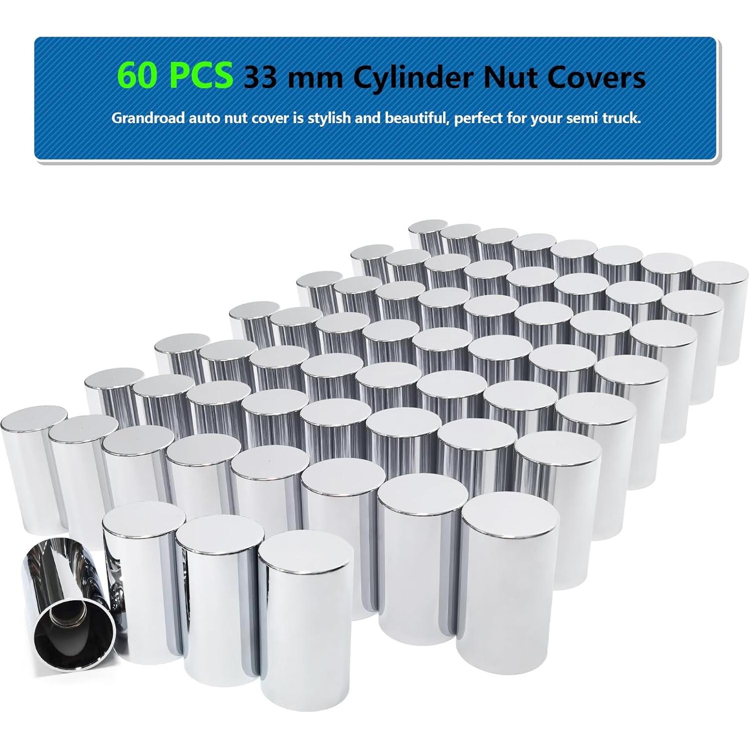 Paquete de 60 Cubiertas de Tuercas de Rueda Grandroad 33mm ABS