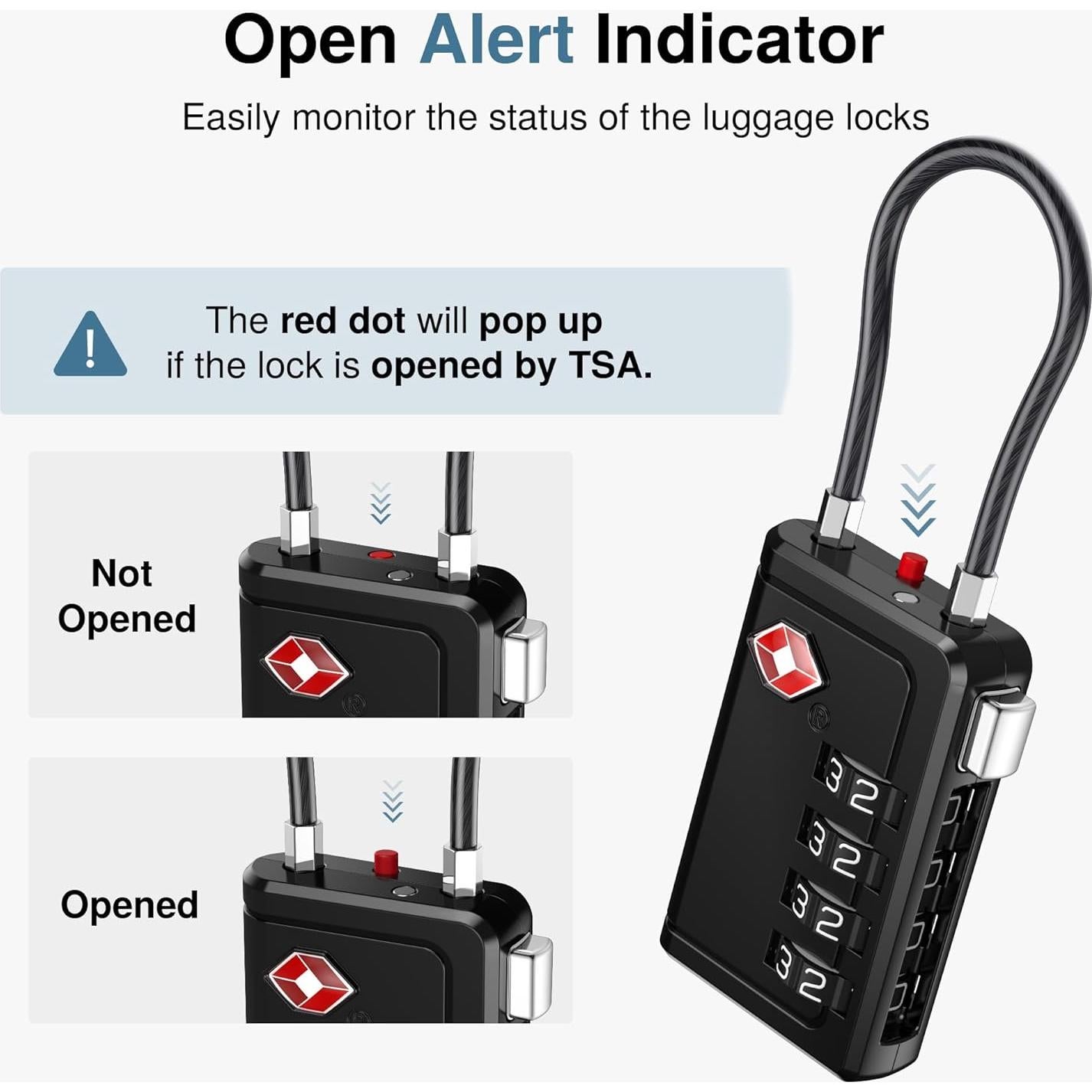 Candados de Viaje TSA Puroma 4 Dígitos Reajustables - 2 Piezas