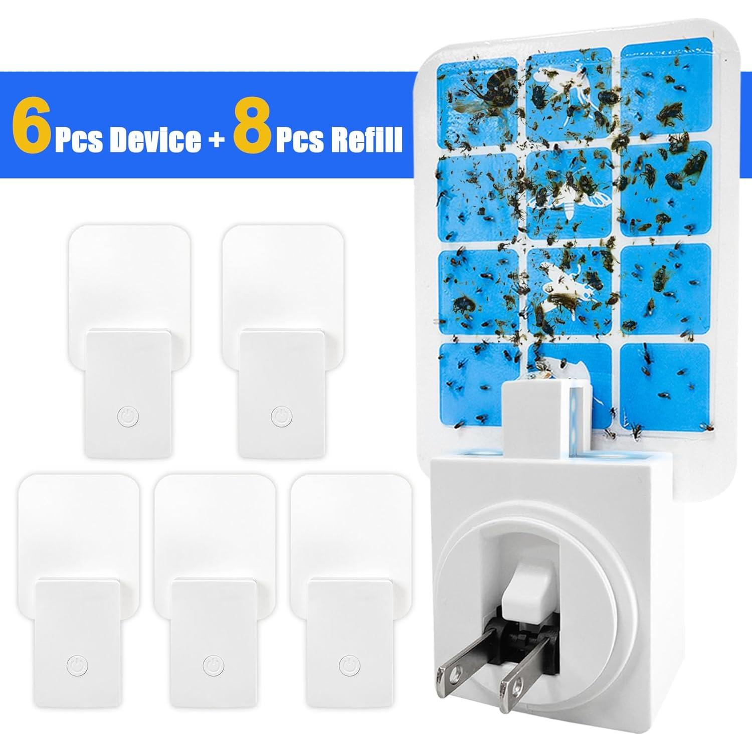 Trampa de Moscas Interior Kuxinage 6 Trampas + 8 Recargas Luz UV