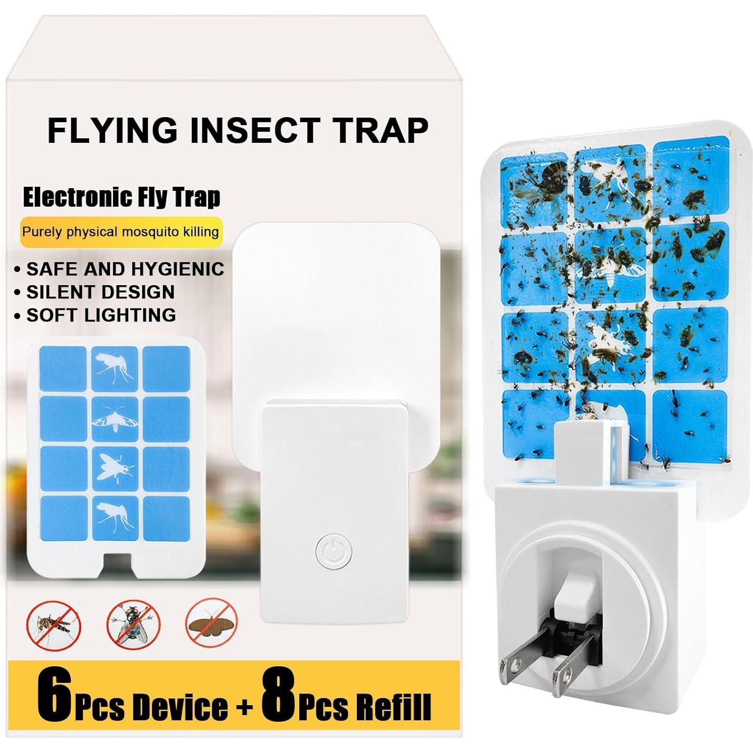 Trampa de Moscas Interior Kuxinage 6 Trampas + 8 Recargas Luz UV
