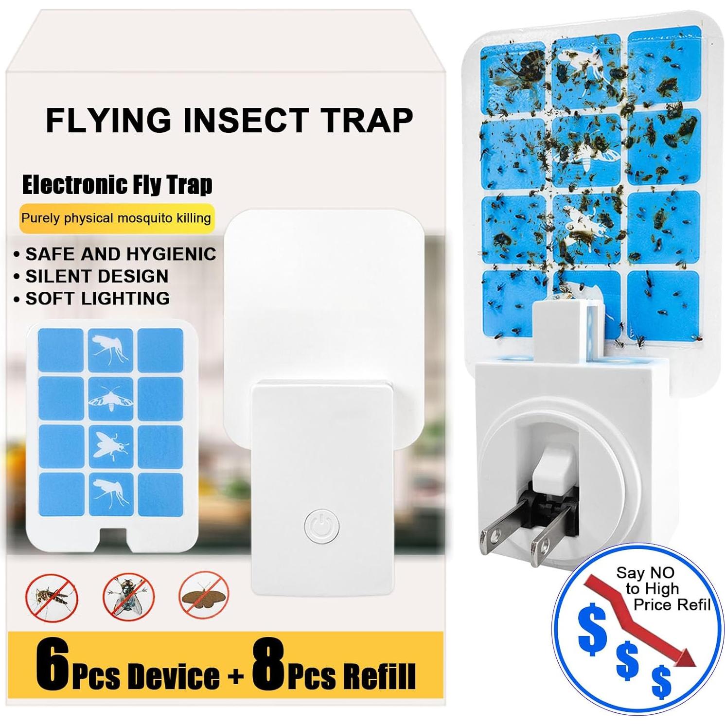 Trampa de Moscas Interior Kuxinage 6 Trampas + 8 Recargas Luz UV