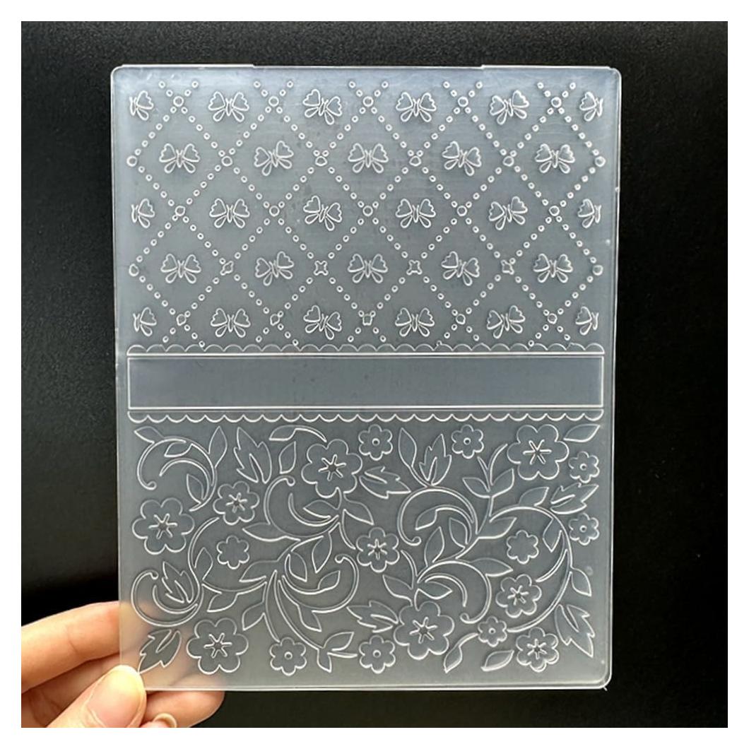 Plantilla de embosado 3D con textura de lazo y flores