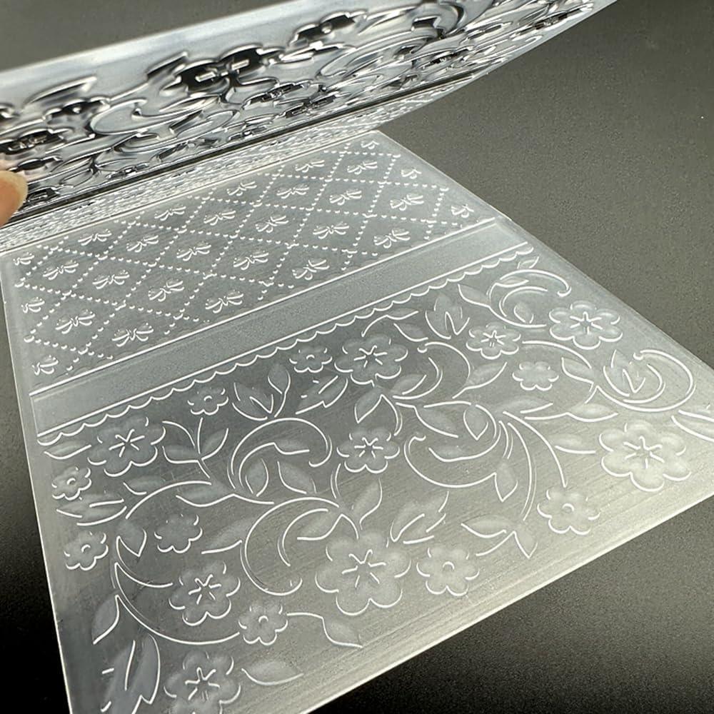 Plantilla de embosado 3D con textura de lazo y flores