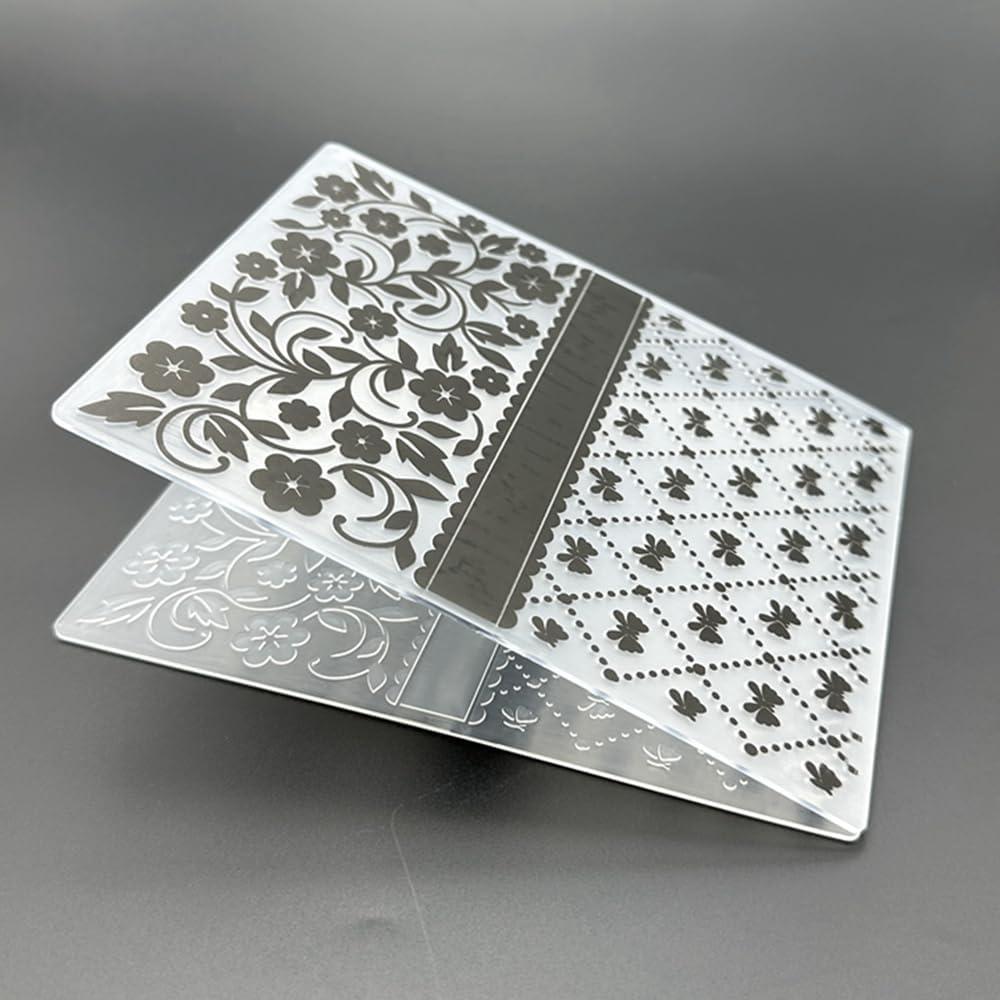 Plantilla de embosado 3D con textura de lazo y flores