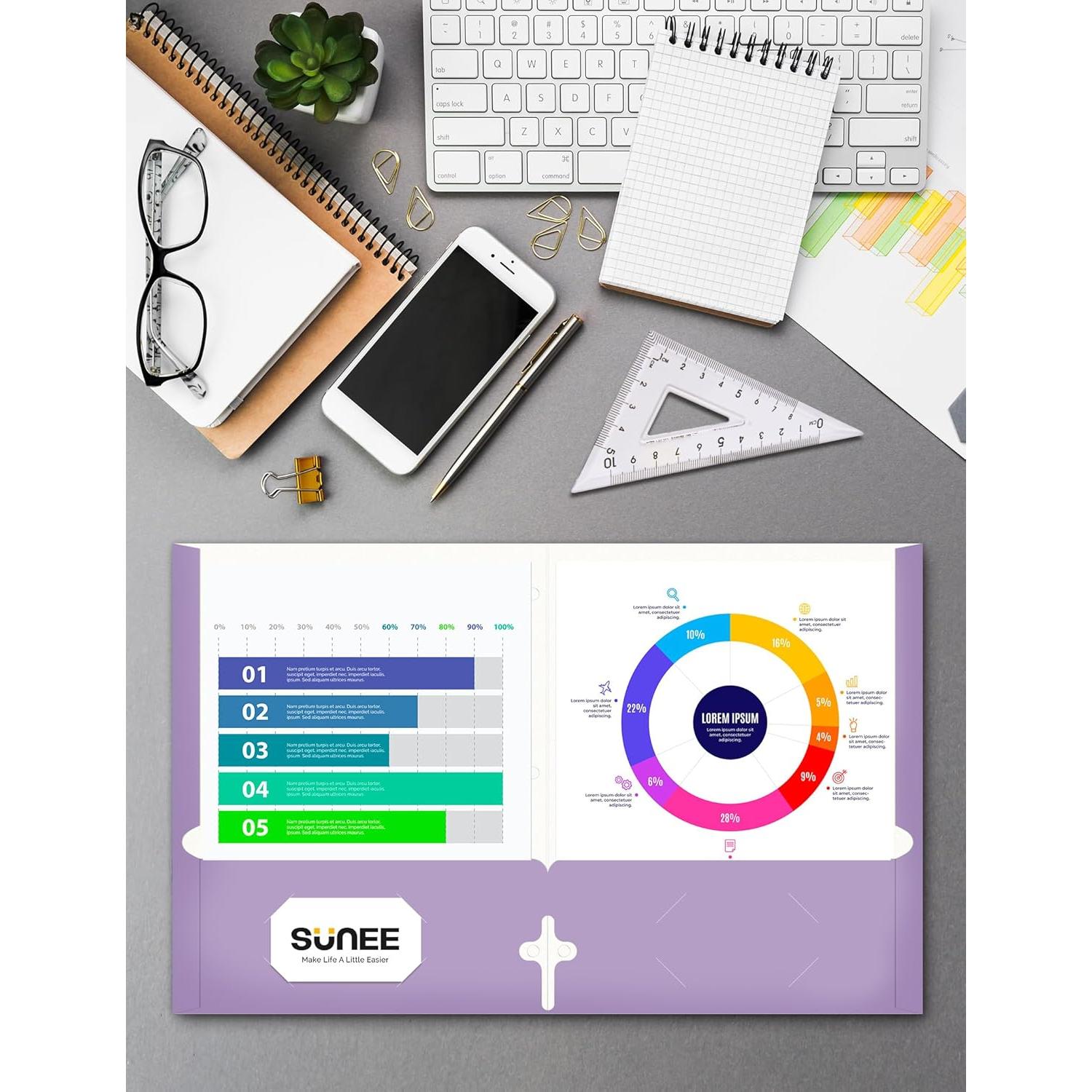 Carpetas con Bolsillos SUNEE 50 Paquete Tamaño Carta Multicolor