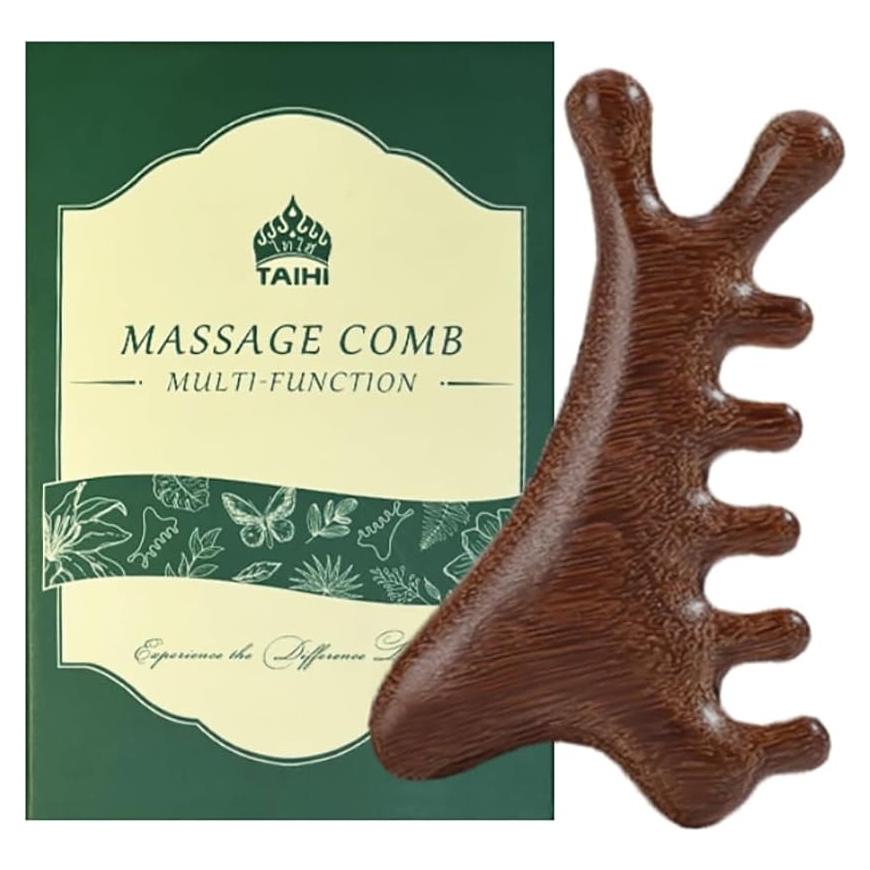 Masajeador de cuero cabelludo TAIHI de madera sándalo 6.48x9.98cm