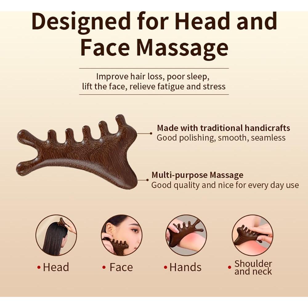 Masajeador de cuero cabelludo TAIHI de madera sándalo 6.48x9.98cm