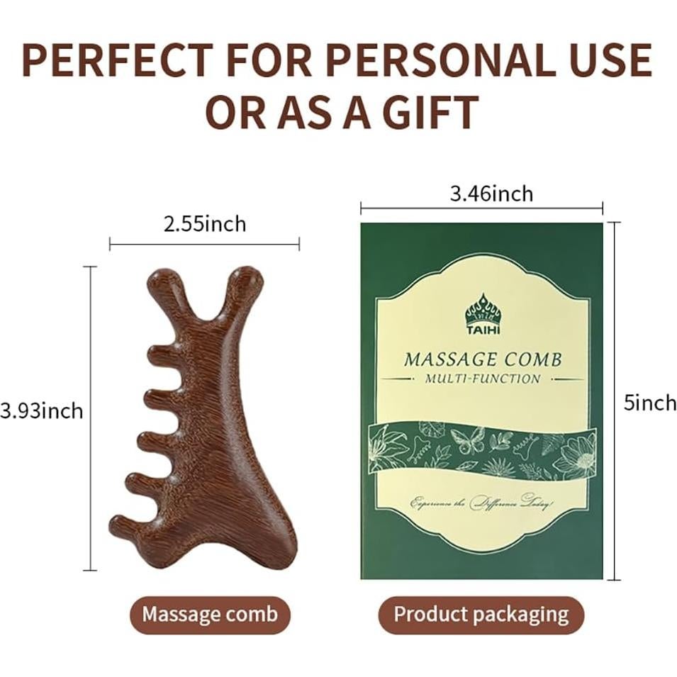 Masajeador de cuero cabelludo TAIHI de madera sándalo 6.48x9.98cm