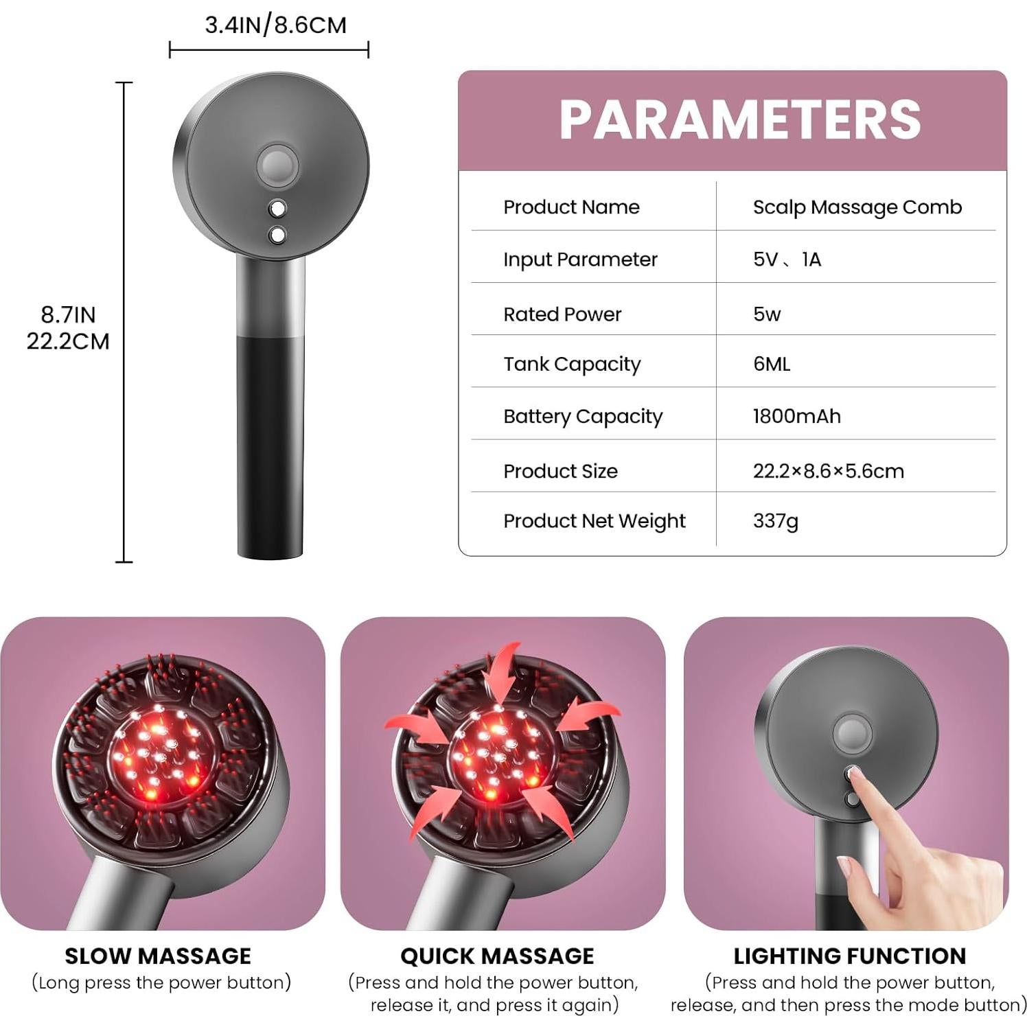 Aplicador de Aceite para Cabello Aehocp 3 en 1 IPX7