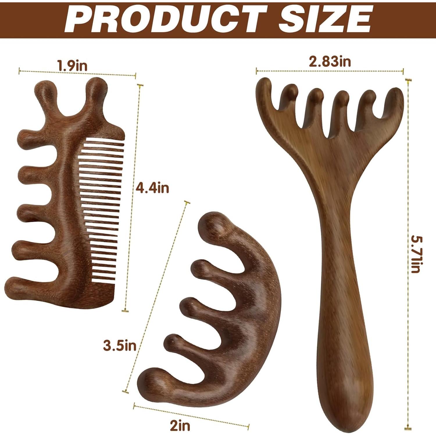 Set de 3 Peines de Madera CYUXING para Masaje de Cabeza