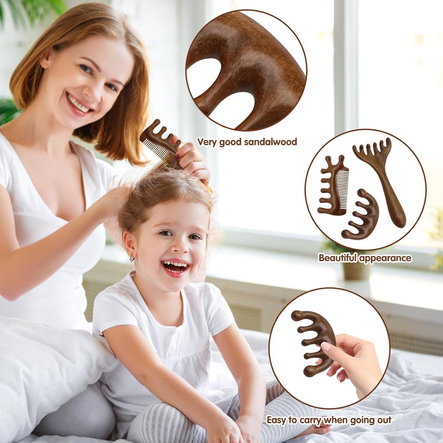 Set de 3 Peines de Madera CYUXING para Masaje de Cabeza