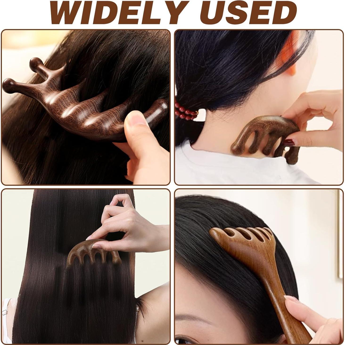 Set de 3 Peines de Madera CYUXING para Masaje de Cabeza