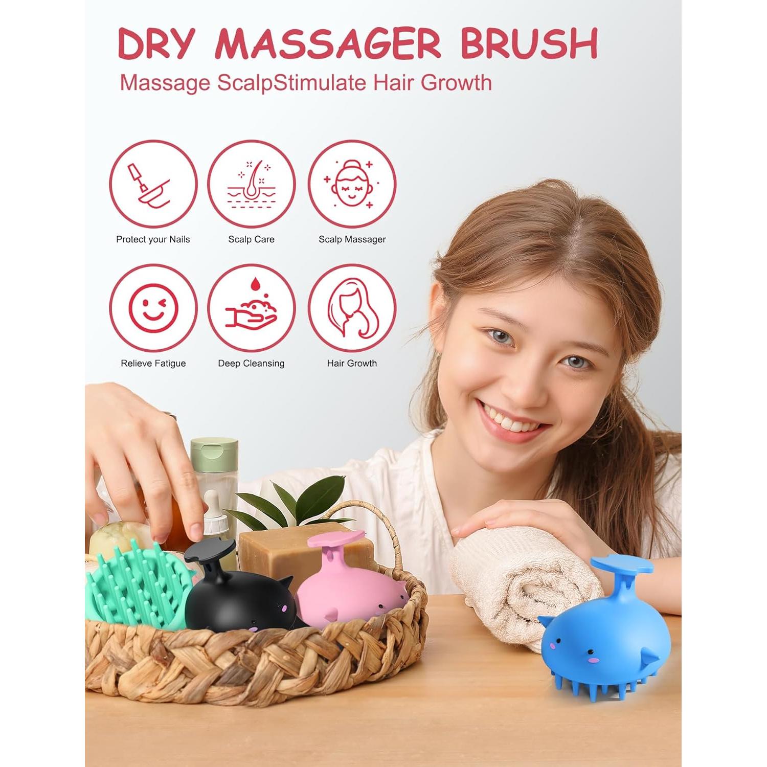 Cepillo de Champú BLAAROOM Rosa para Crecimiento Cabello y Masaje