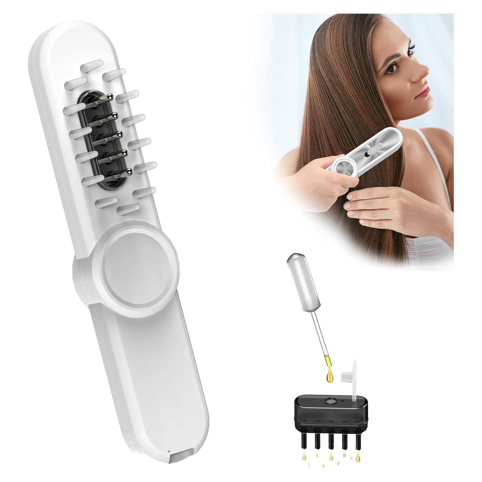 Aplicador de Aceite para Cabello LIUQIJIA 2-en-1 Masajeador Blanco