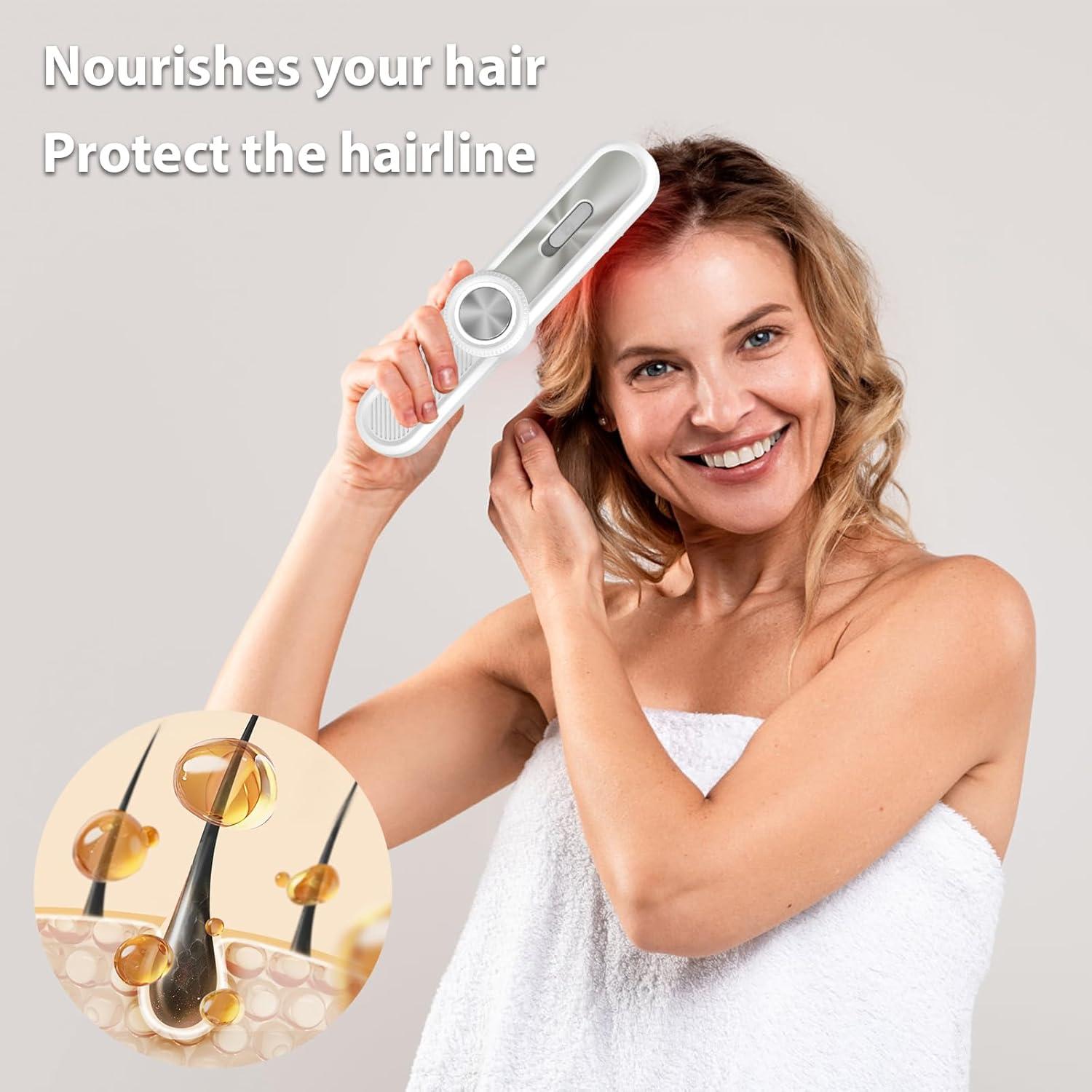 Aplicador de Aceite para Cabello LIUQIJIA 2-en-1 Masajeador Blanco