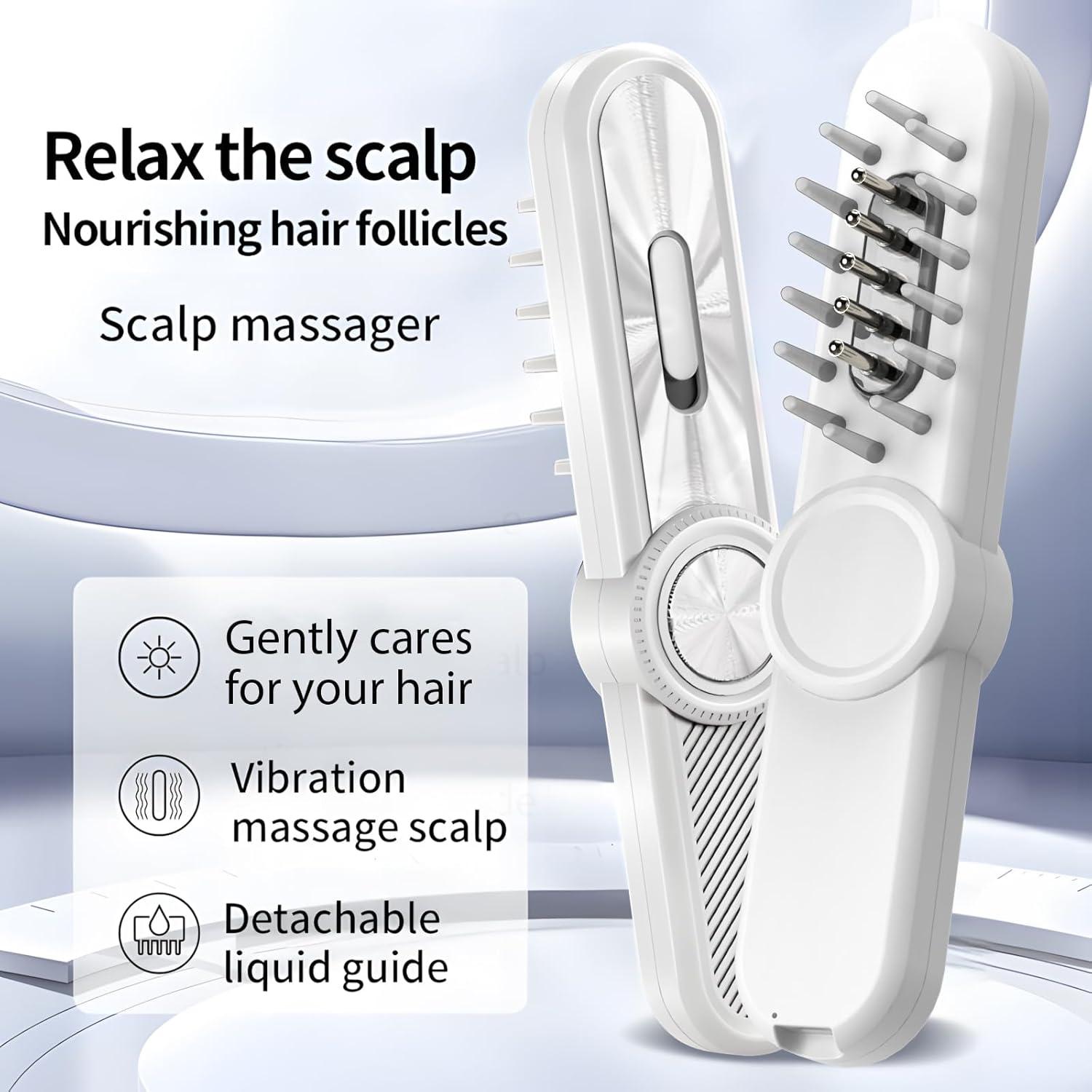 Aplicador de Aceite para Cabello LIUQIJIA 2-en-1 Masajeador Blanco