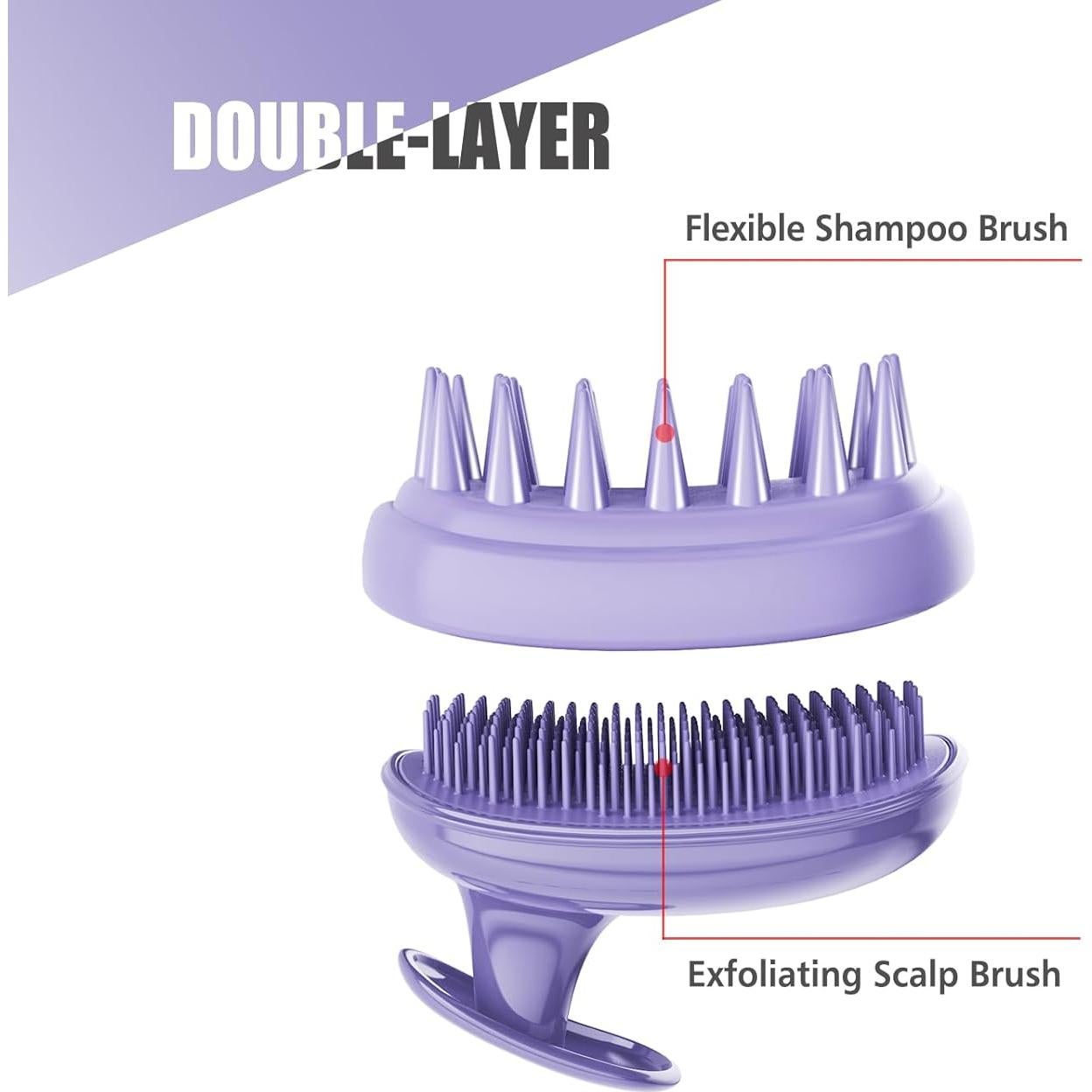 Cepillo de Masaje para Cuero Cabelludo Rebex 2-en-1 Púrpura