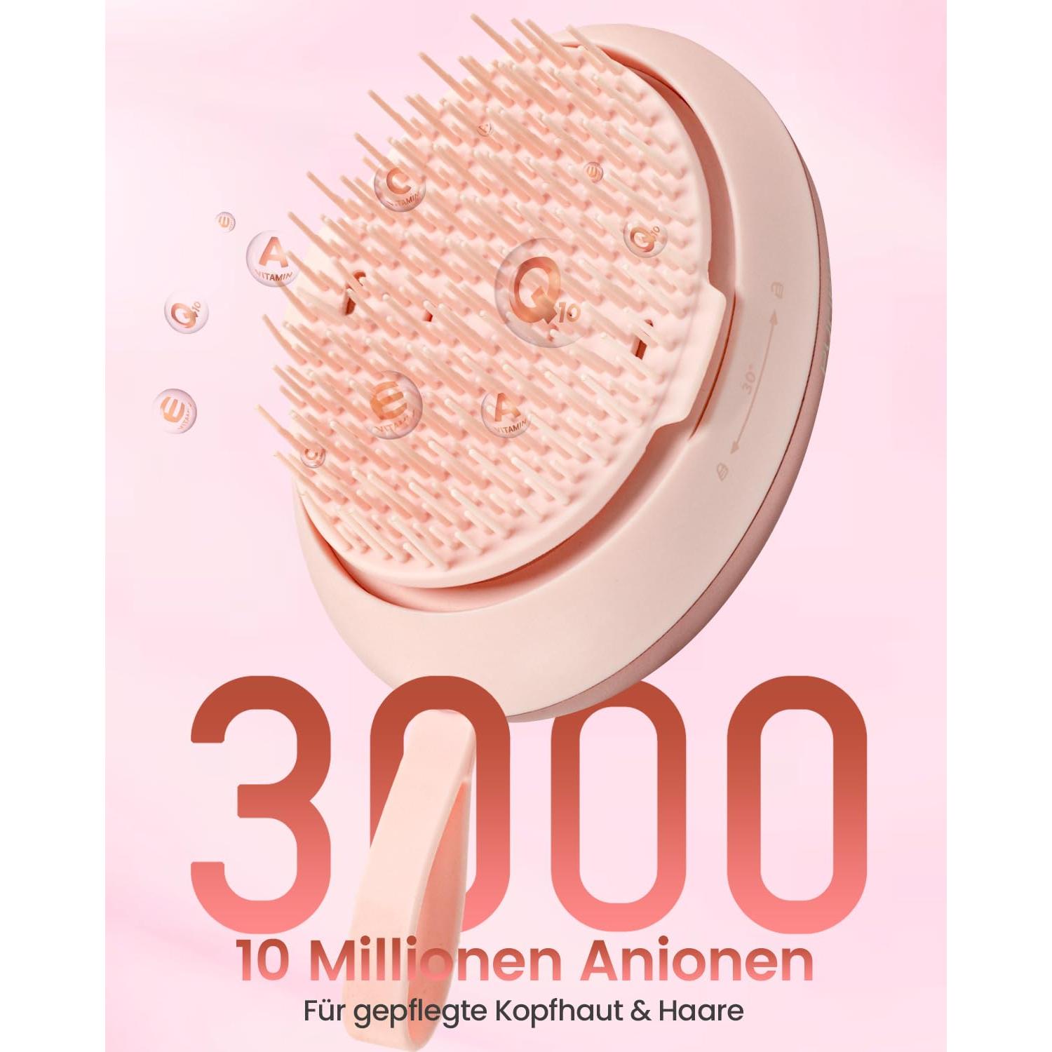 Masajeador Eléctrico de Cuero Cabelludo Rosa - Recargable con Aniones