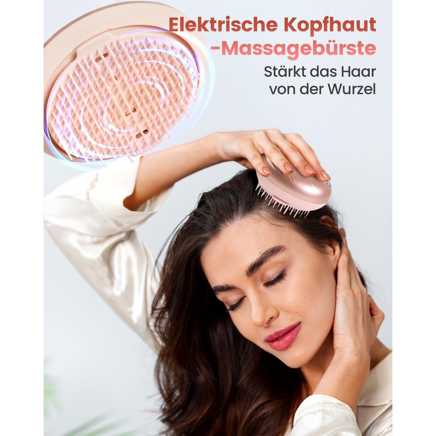 Masajeador Eléctrico de Cuero Cabelludo Rosa - Recargable con Aniones