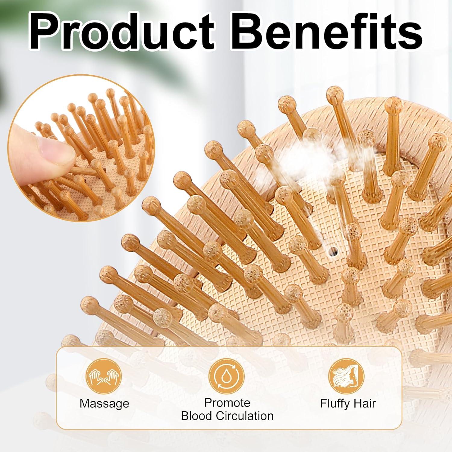 Cepillo de Pelo de Madera Natural Alments 10.8cm Antiestático