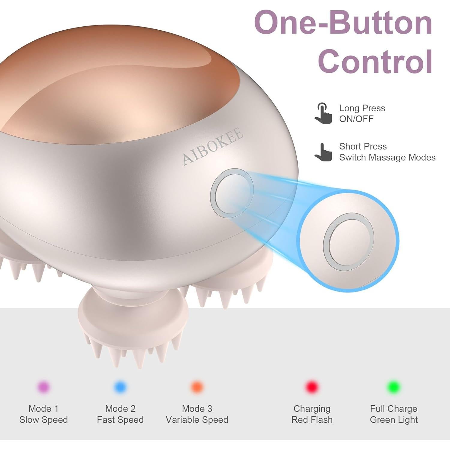 Masajeador Eléctrico para Cuero Cabelludo AIBOKEE Oro IPX7
