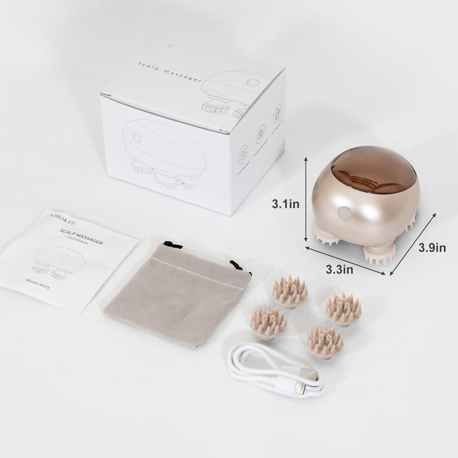 Masajeador Eléctrico para Cuero Cabelludo AIBOKEE Oro IPX7