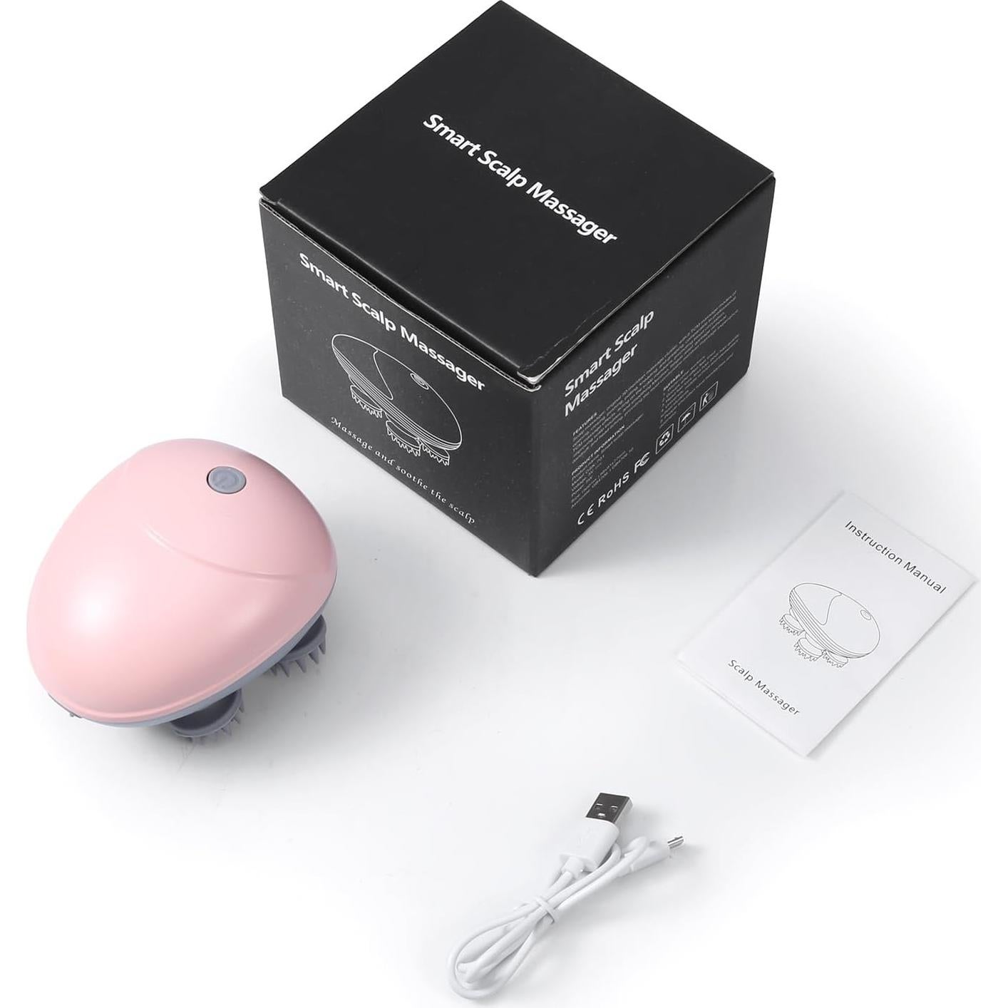 Masajeador Eléctrico AMIR para Cuero Cabelludo Rosa, 96 Nodos