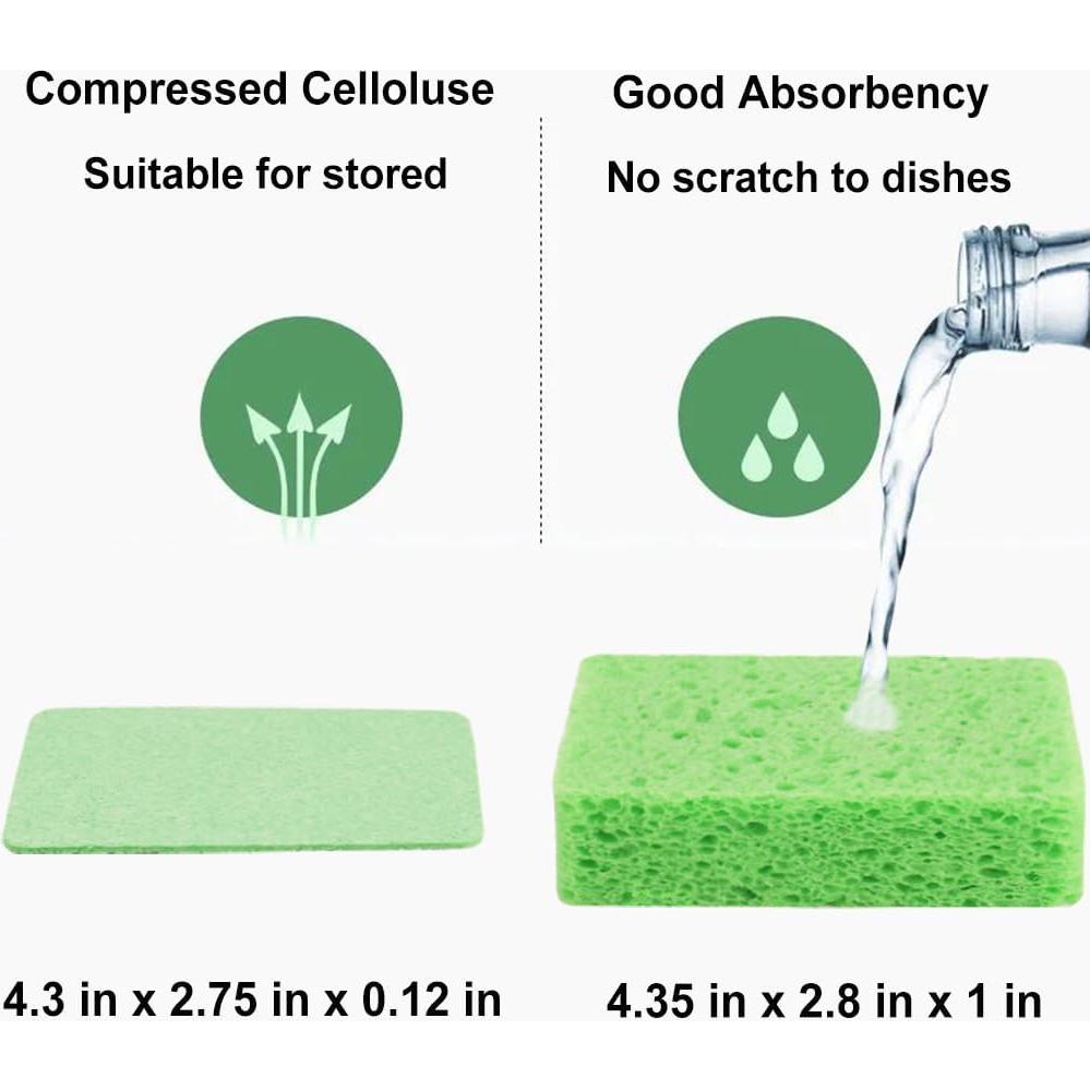 Esponjas de Cocina METUUTER 12 Piezas Celulosa No Rascante
