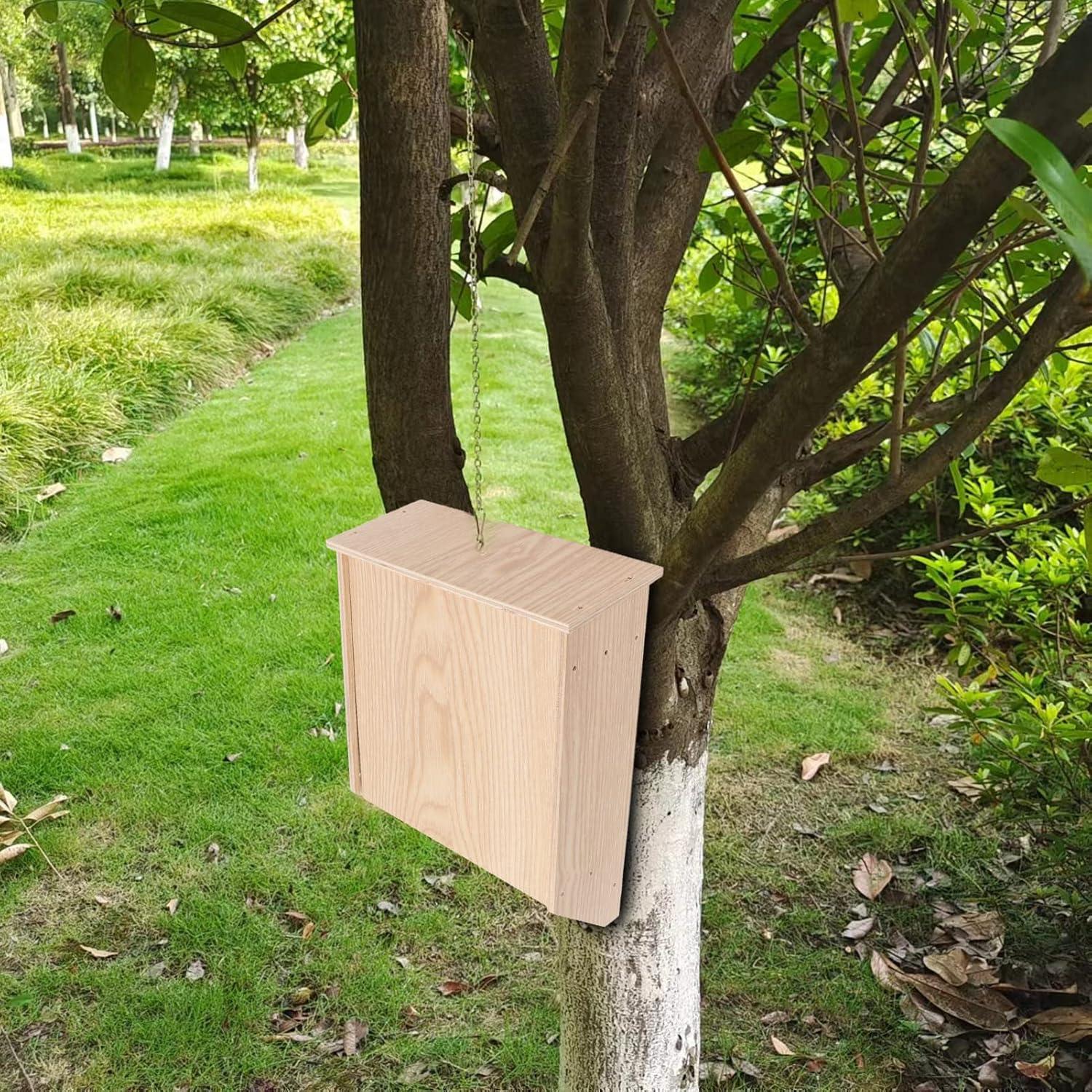 Casa de Murciélagos Luqeeg de Madera Doble Cámara 61x23.6cm