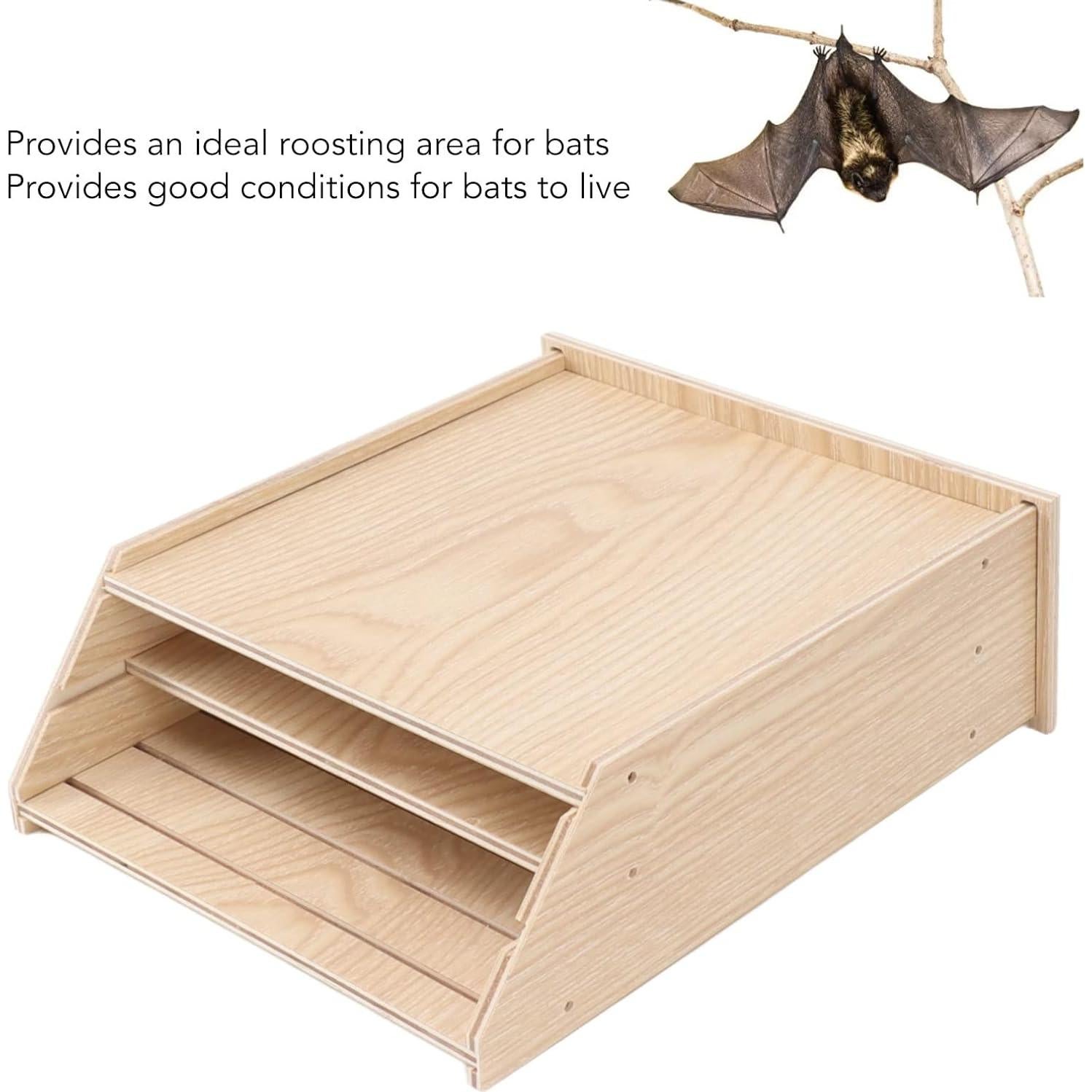 Casa de Murciélagos Luqeeg de Madera Doble Cámara 61x23.6cm