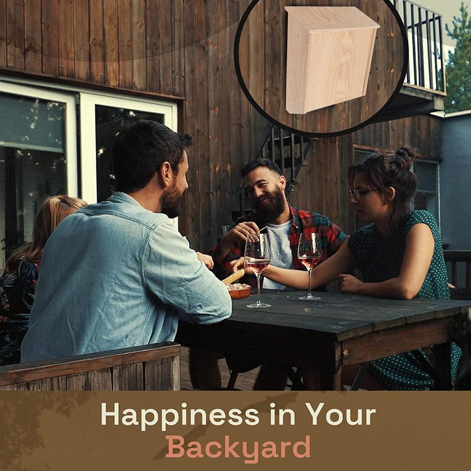 Casa de Murciélagos Luqeeg de Madera Doble Cámara 61x23.6cm