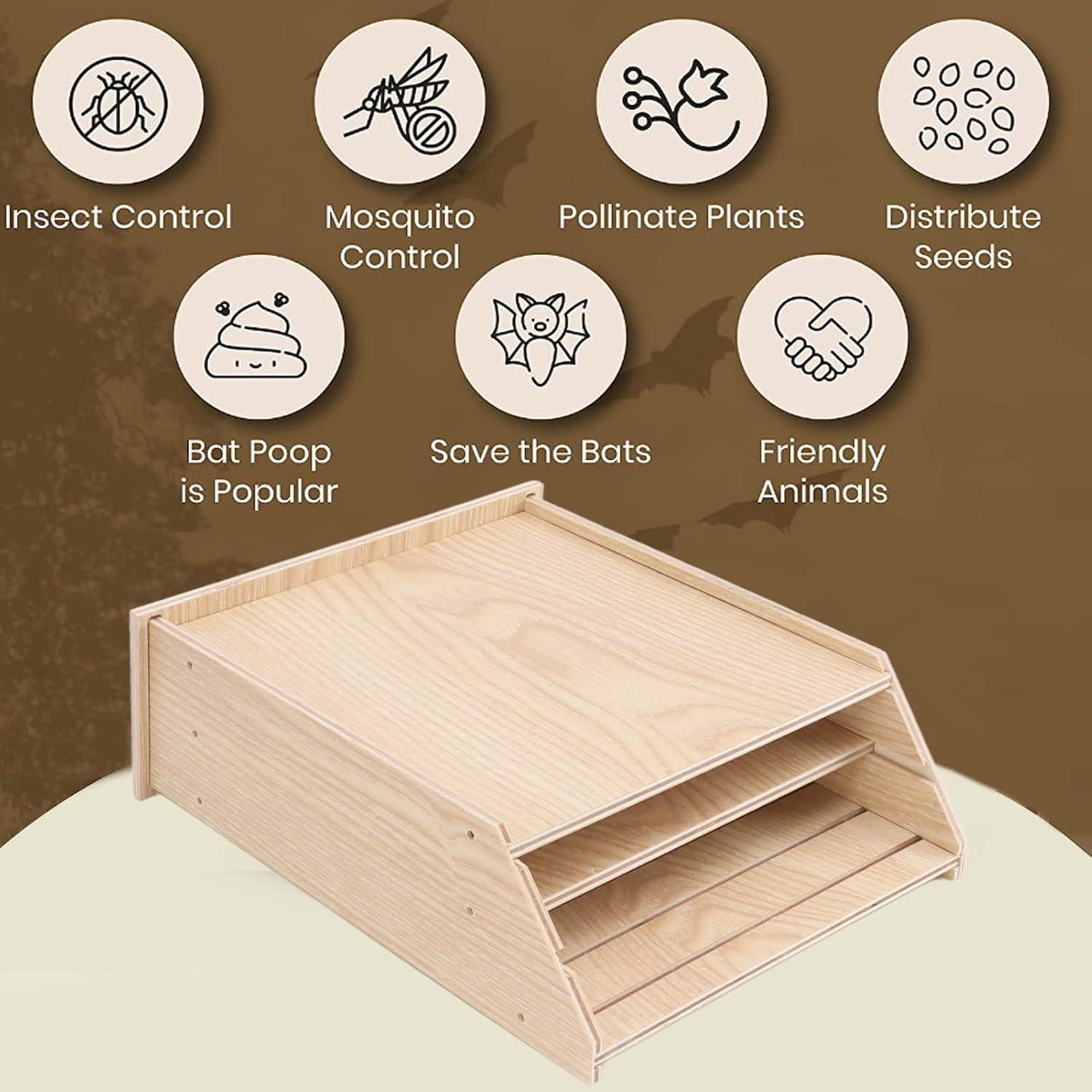 Casa de Murciélagos Luqeeg de Madera Doble Cámara 61x23.6cm