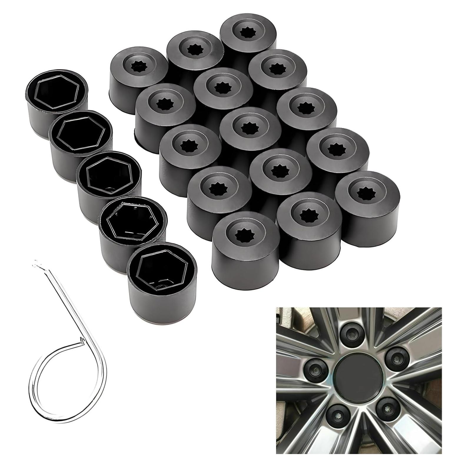 Cubiertas de Tuercas de Rueda 17mm vvag - 20 Pcs Negro