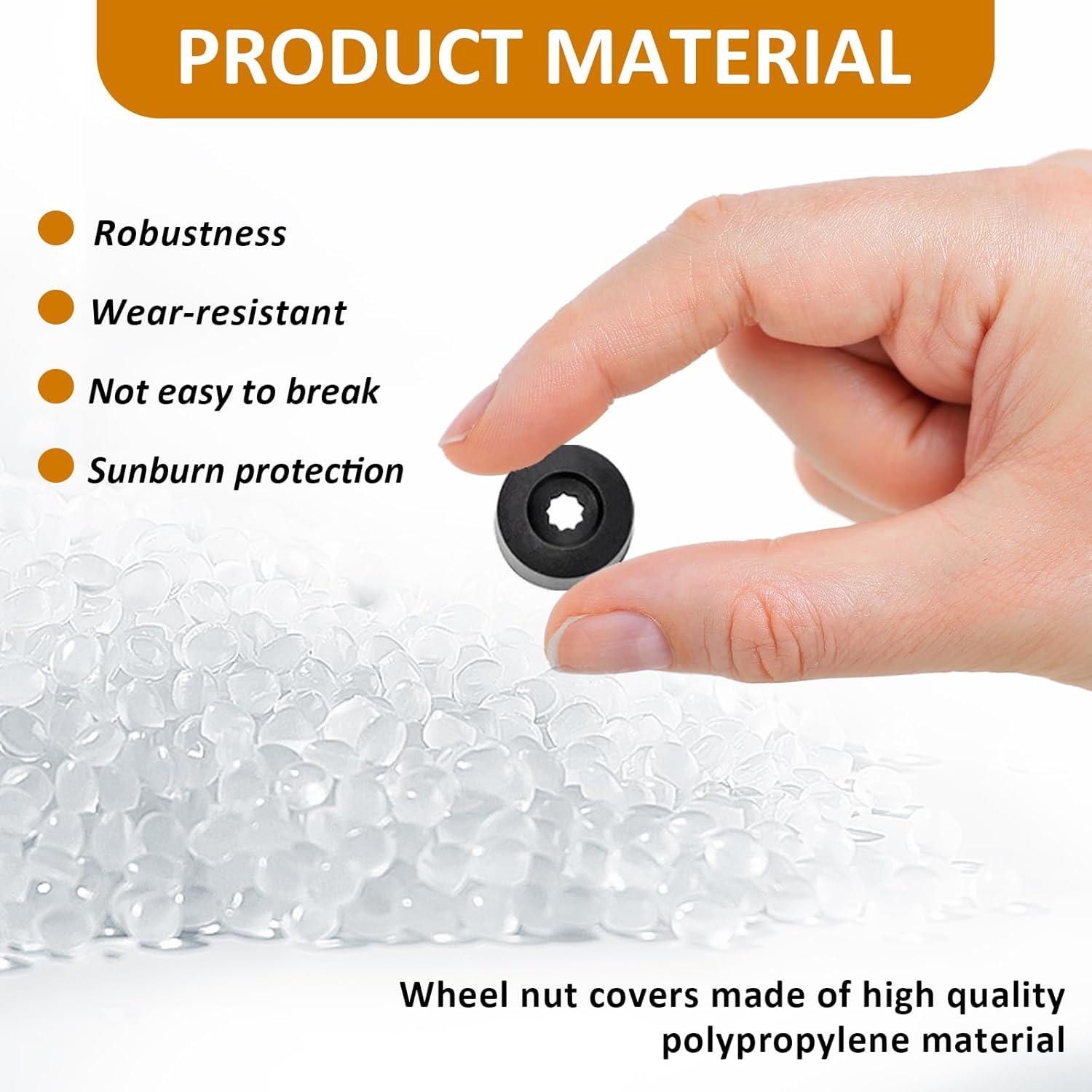 Cubiertas de Tuercas de Rueda 17mm vvag - 20 Pcs Negro