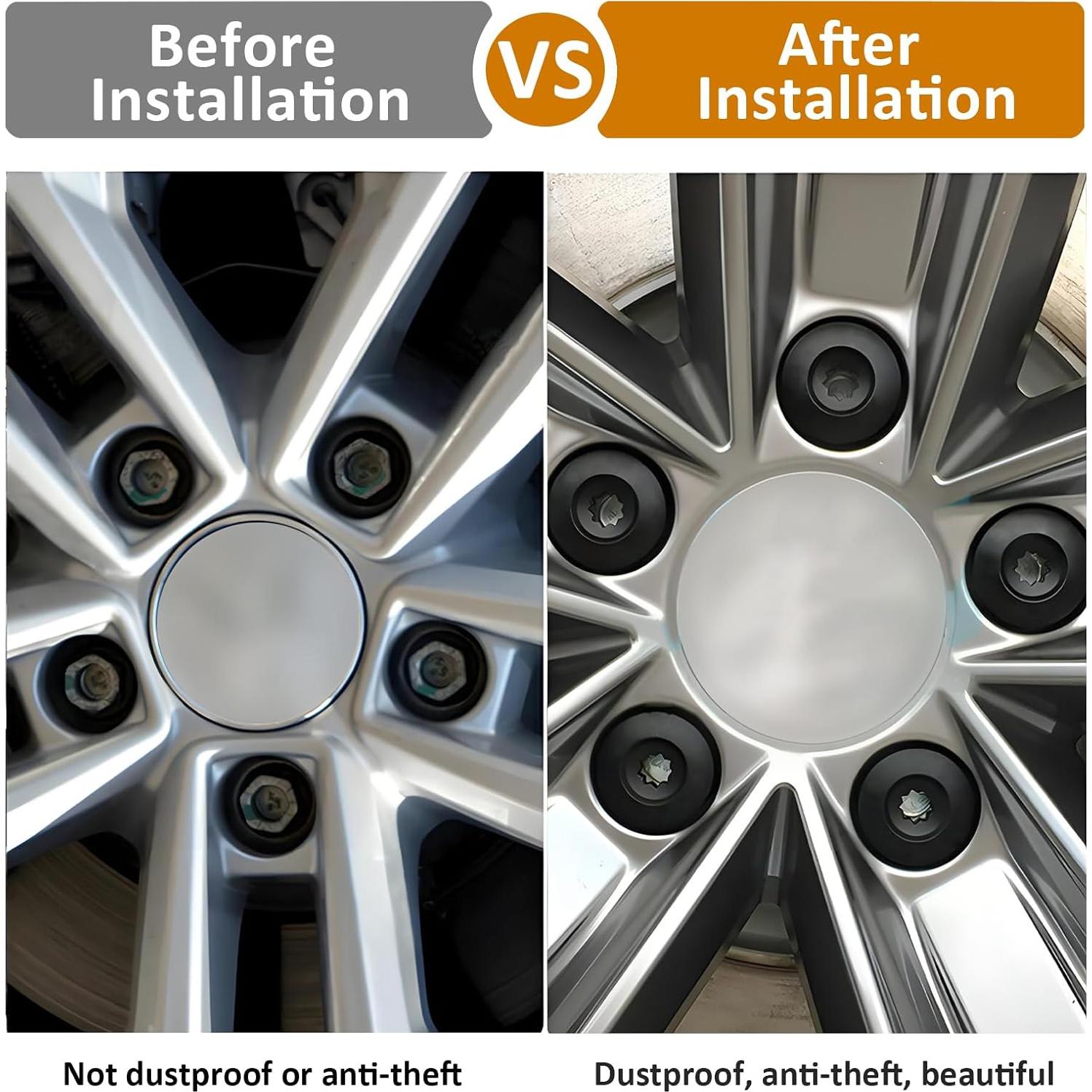 Cubiertas de Tuercas de Rueda 17mm vvag - 20 Pcs Negro