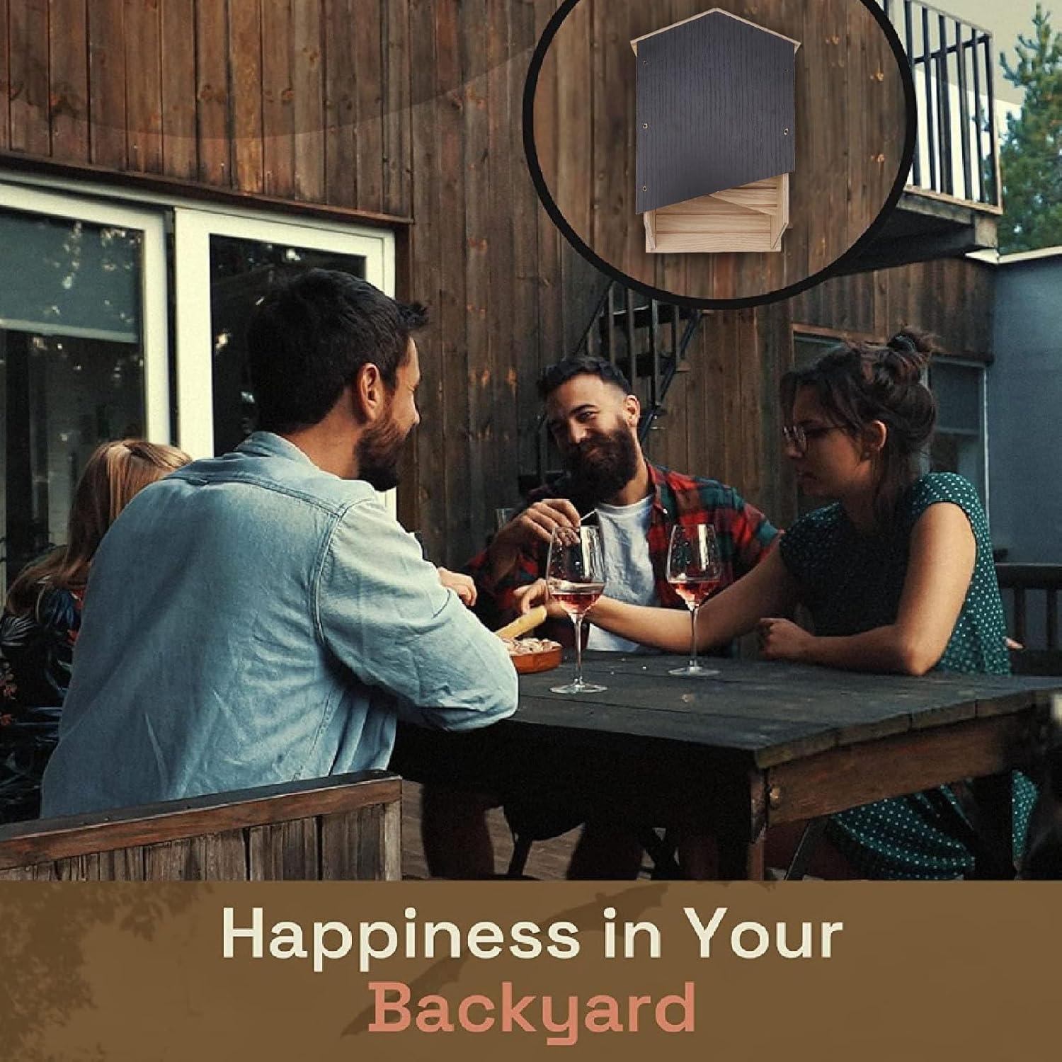 Casa de Murciélagos de Madera Haofy Doble Cámara 14.5x22.7cm