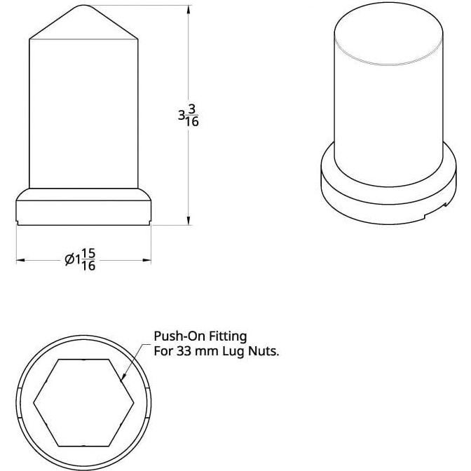 Cubiertas de Tuercas de Rueda United Pacific 10117CB 33mm Cromo