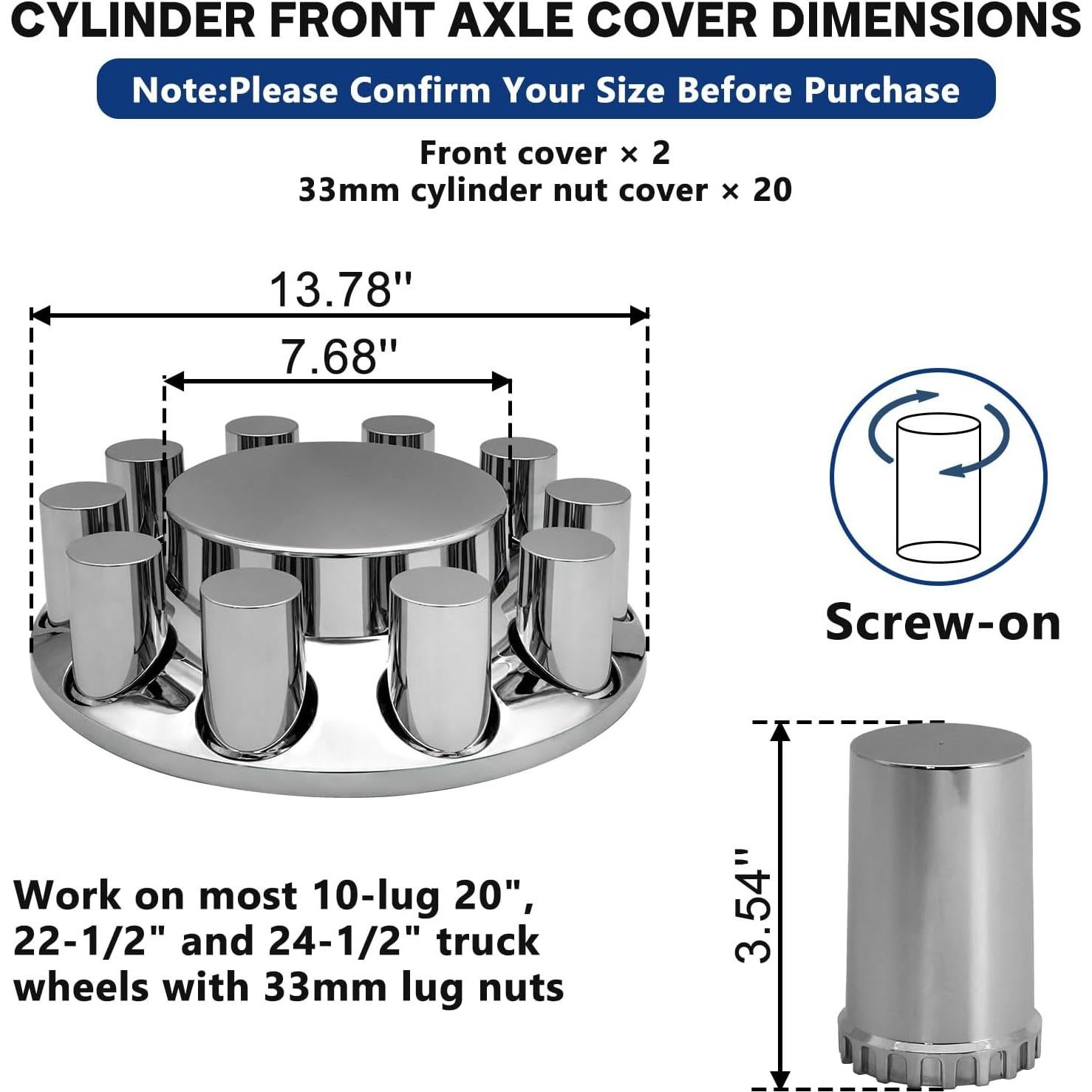 Juego de Cubiertas de Eje Plano Cilíndrico 2 Frontal Cromo 33mm